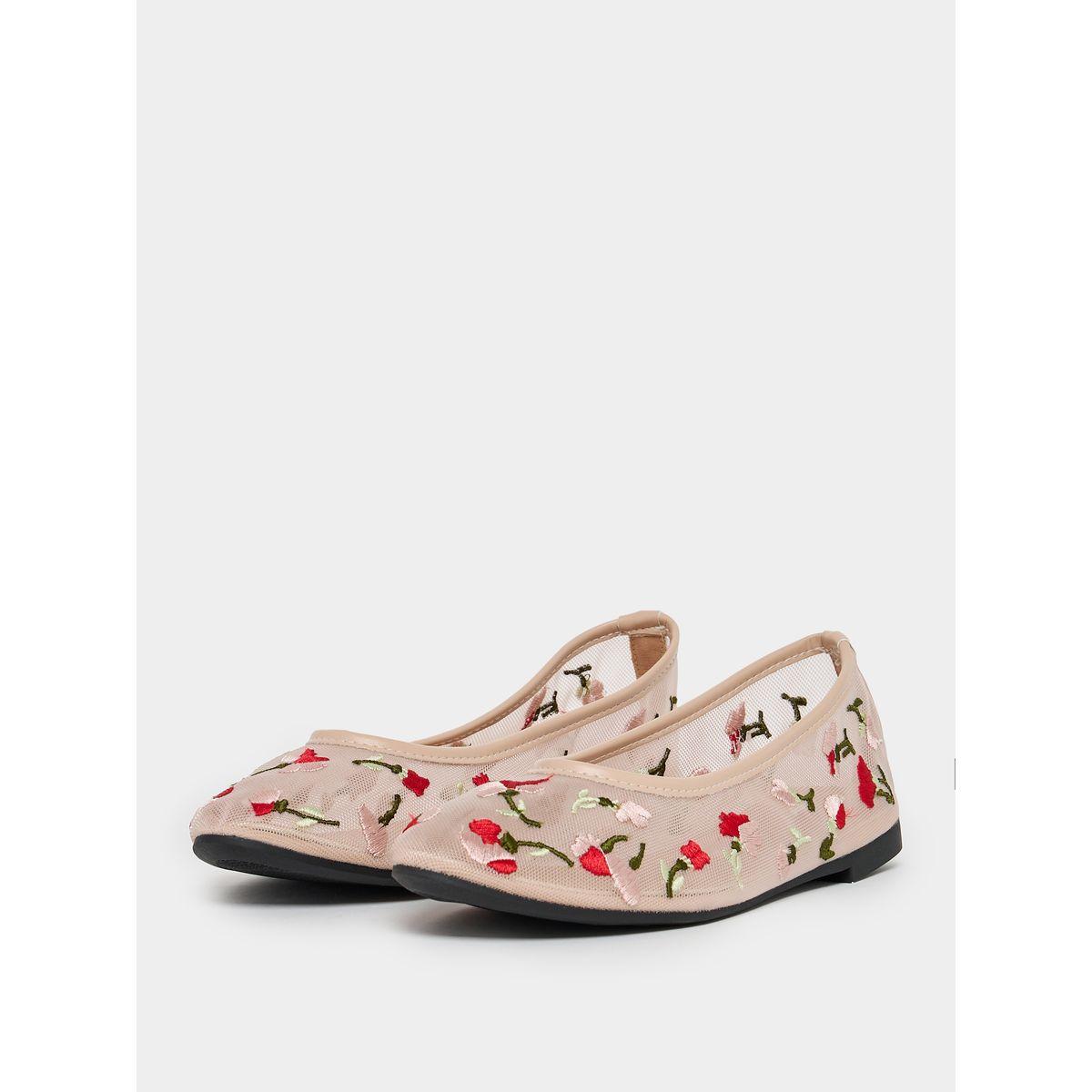 Styli Embroidered Floral Design Mesh Casual Shoes-women-shoes-ballerinas-image-3