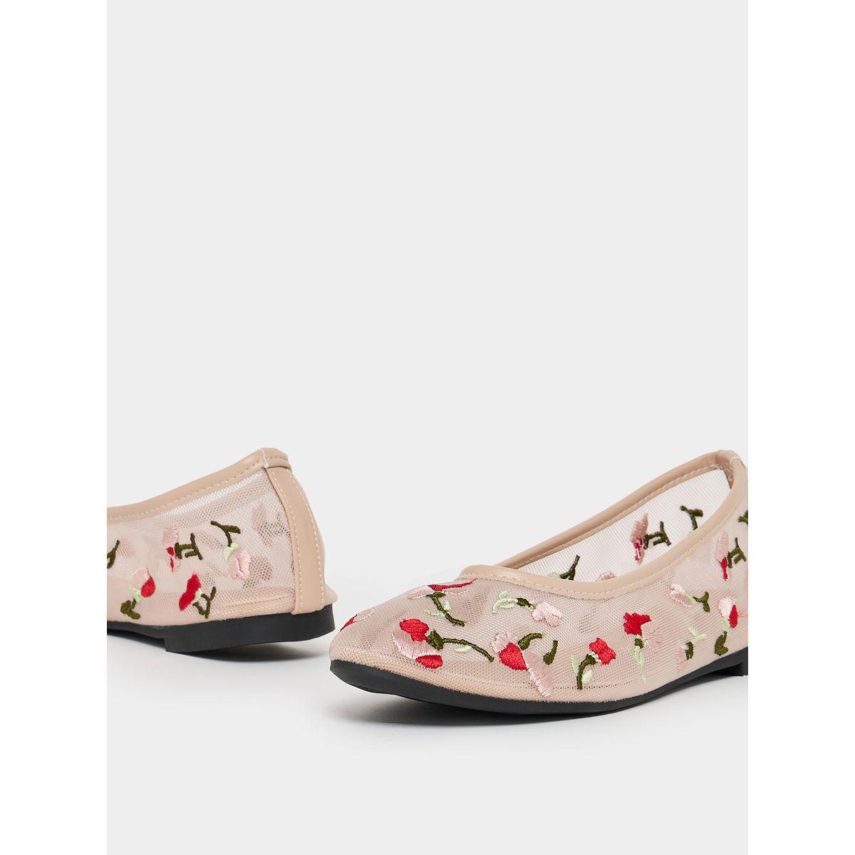 Styli Embroidered Floral Design Mesh Casual Shoes-women-shoes-ballerinas-image-4