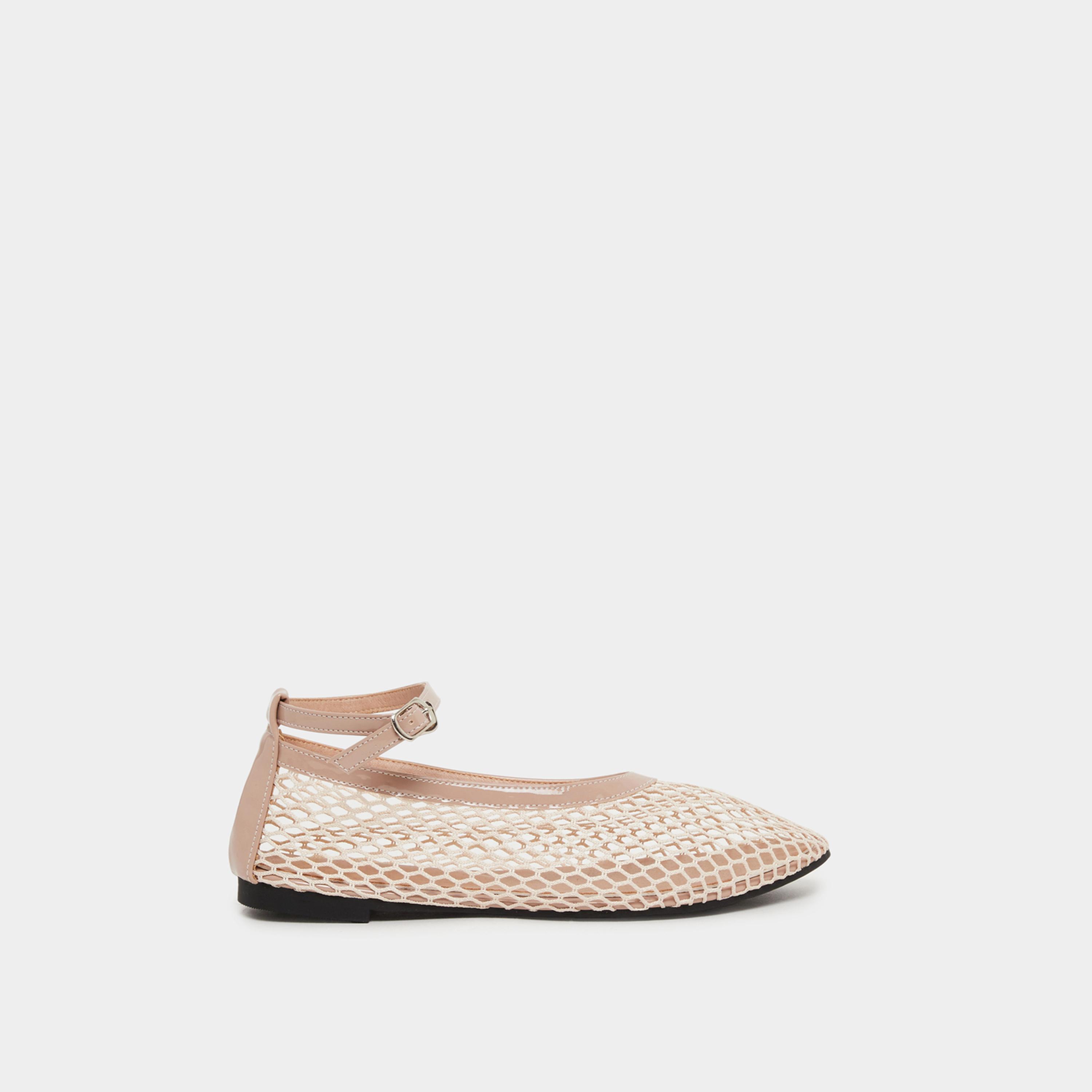 ستايلي - حذاء كاجوال سادة شبكي بحزام كاحل-women-shoes-ballerinas-image-1