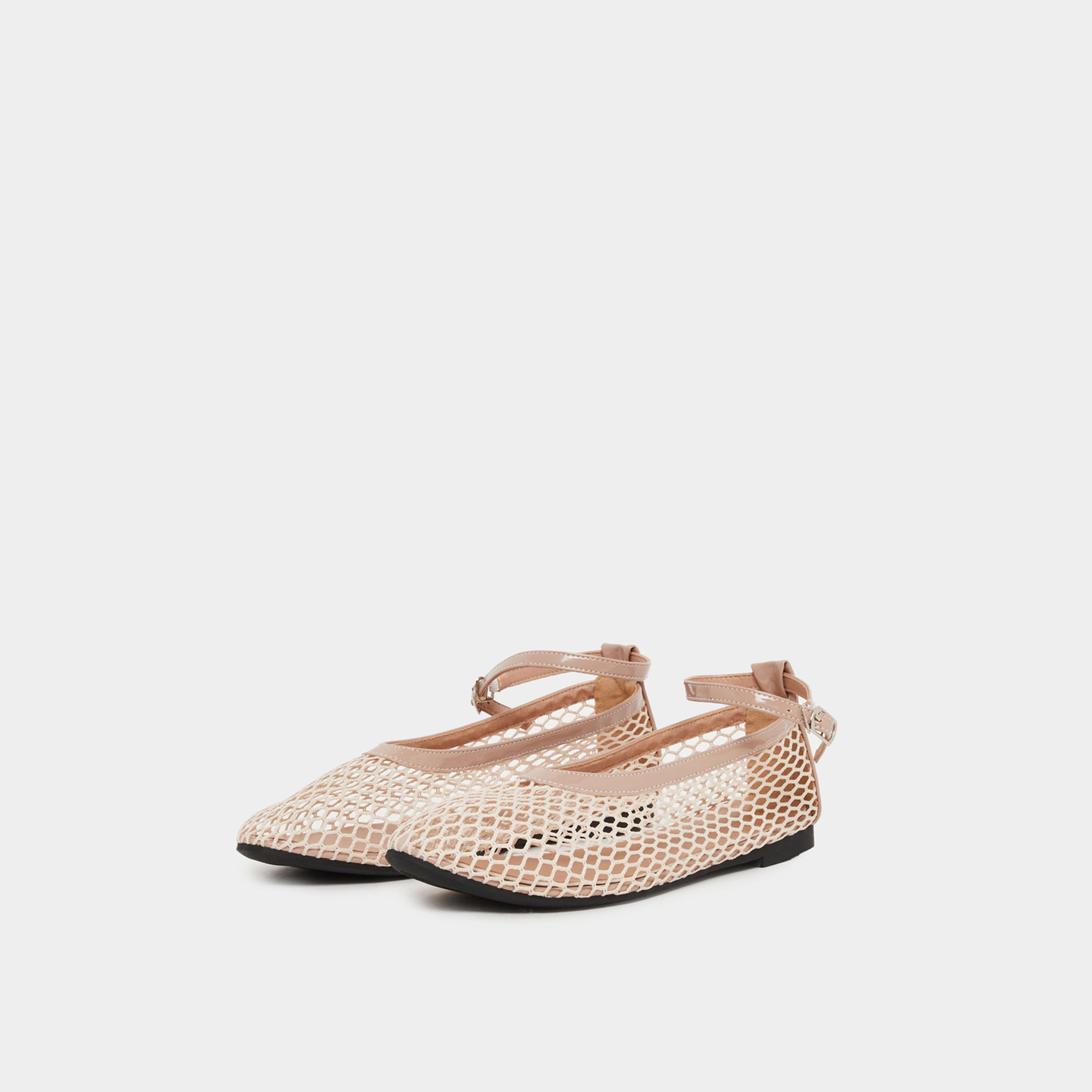 ستايلي - حذاء كاجوال سادة شبكي بحزام كاحل-women-shoes-ballerinas-image-2