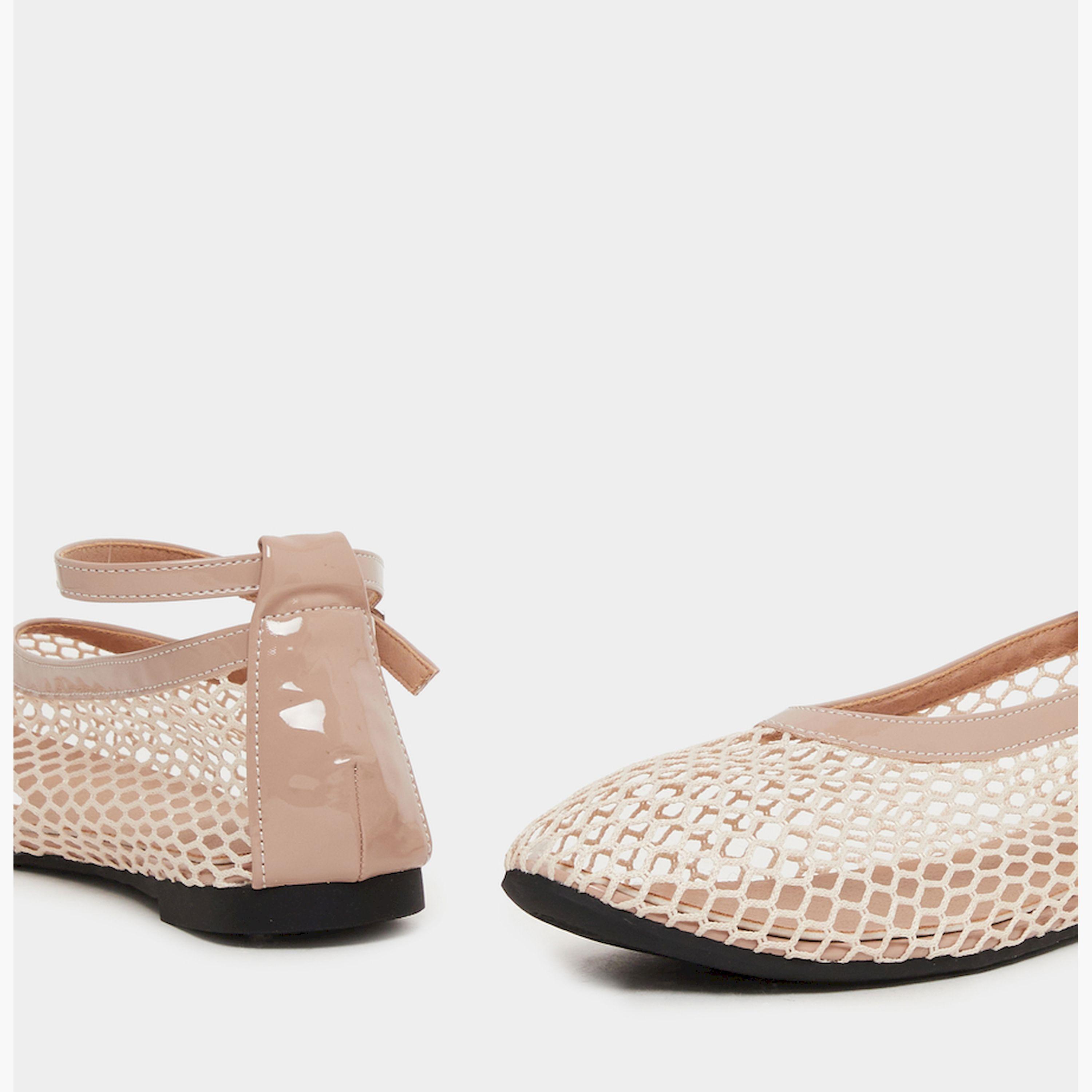 Styli Plain Ankle Strap Net Casual Shoes-women-shoes-ballerinas-image-3