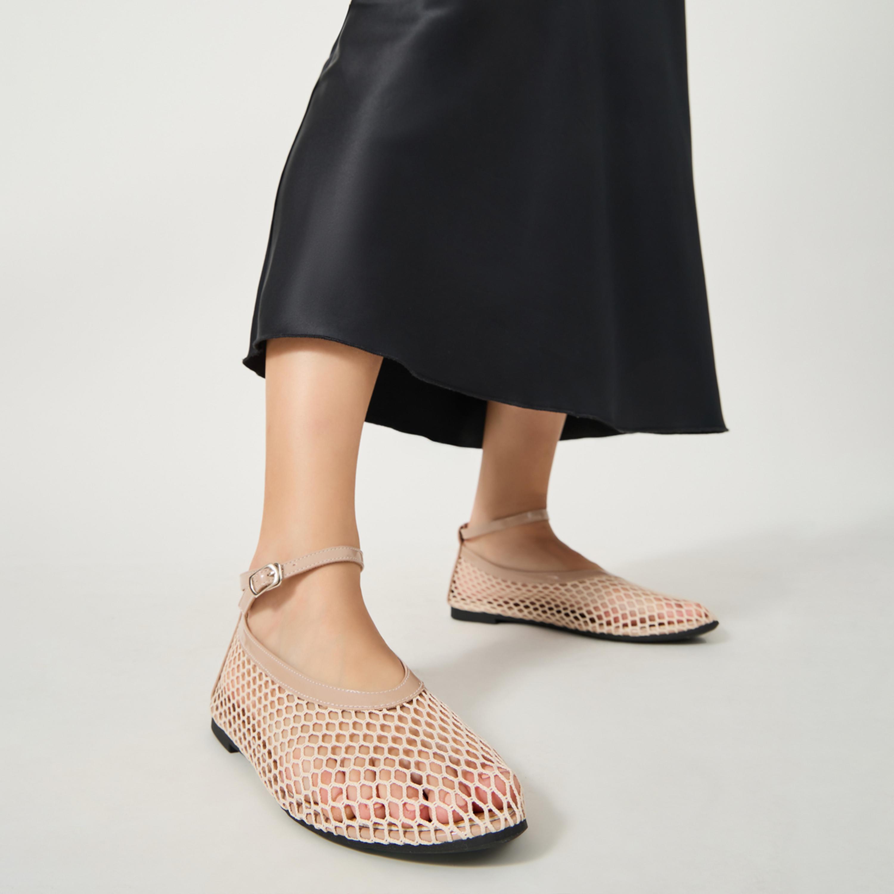 ستايلي - حذاء كاجوال سادة شبكي بحزام كاحل-women-shoes-ballerinas-image-7