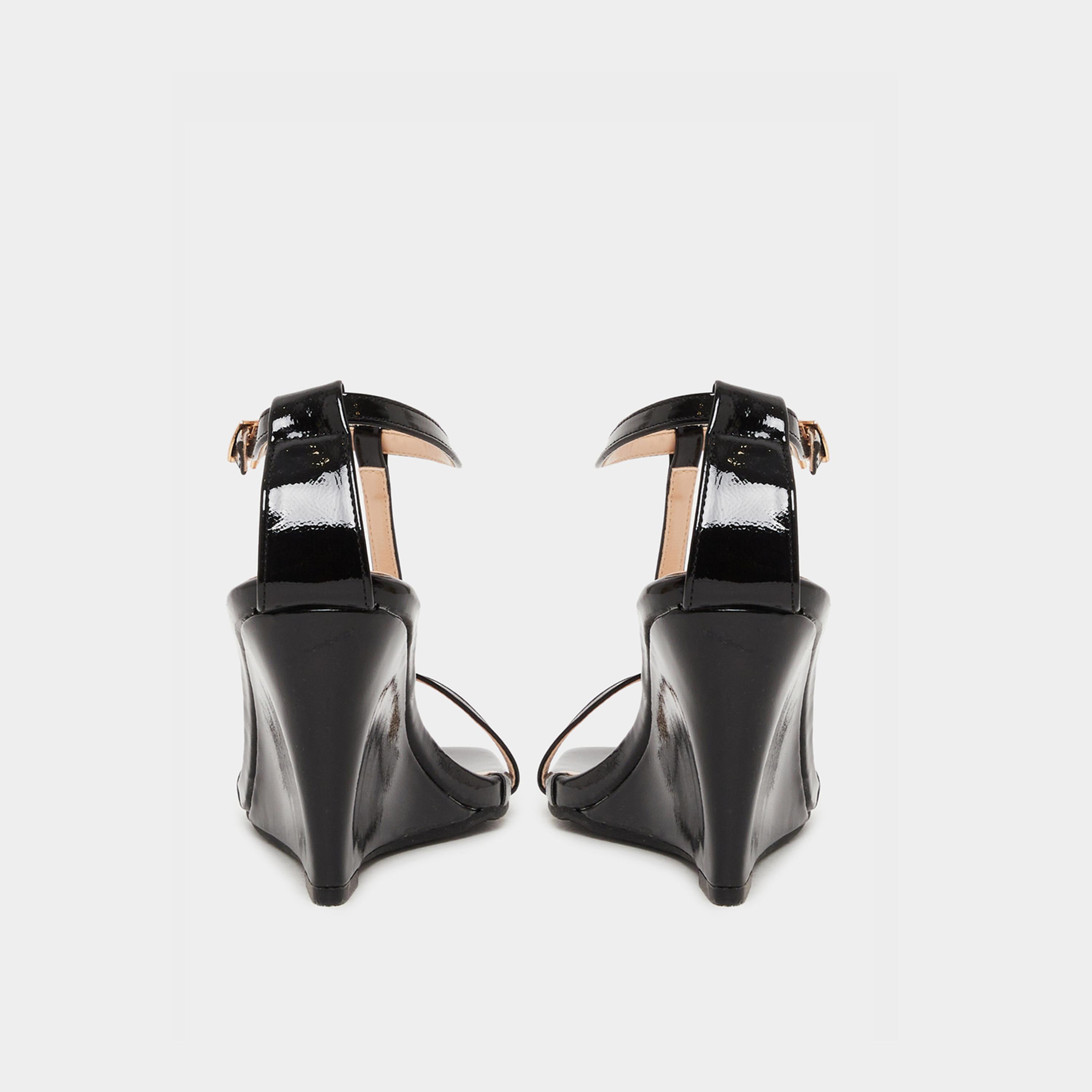 Styli Solid T-Strap Wedge Heel Sandals-women-shoes-sandals-heeled-image-4