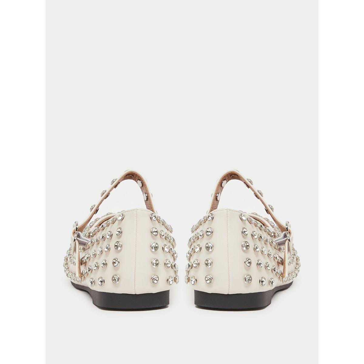 Styli Studded Pointed Toe Ballerina with Buckle Closure-women-shoes-ballerinas-image-4