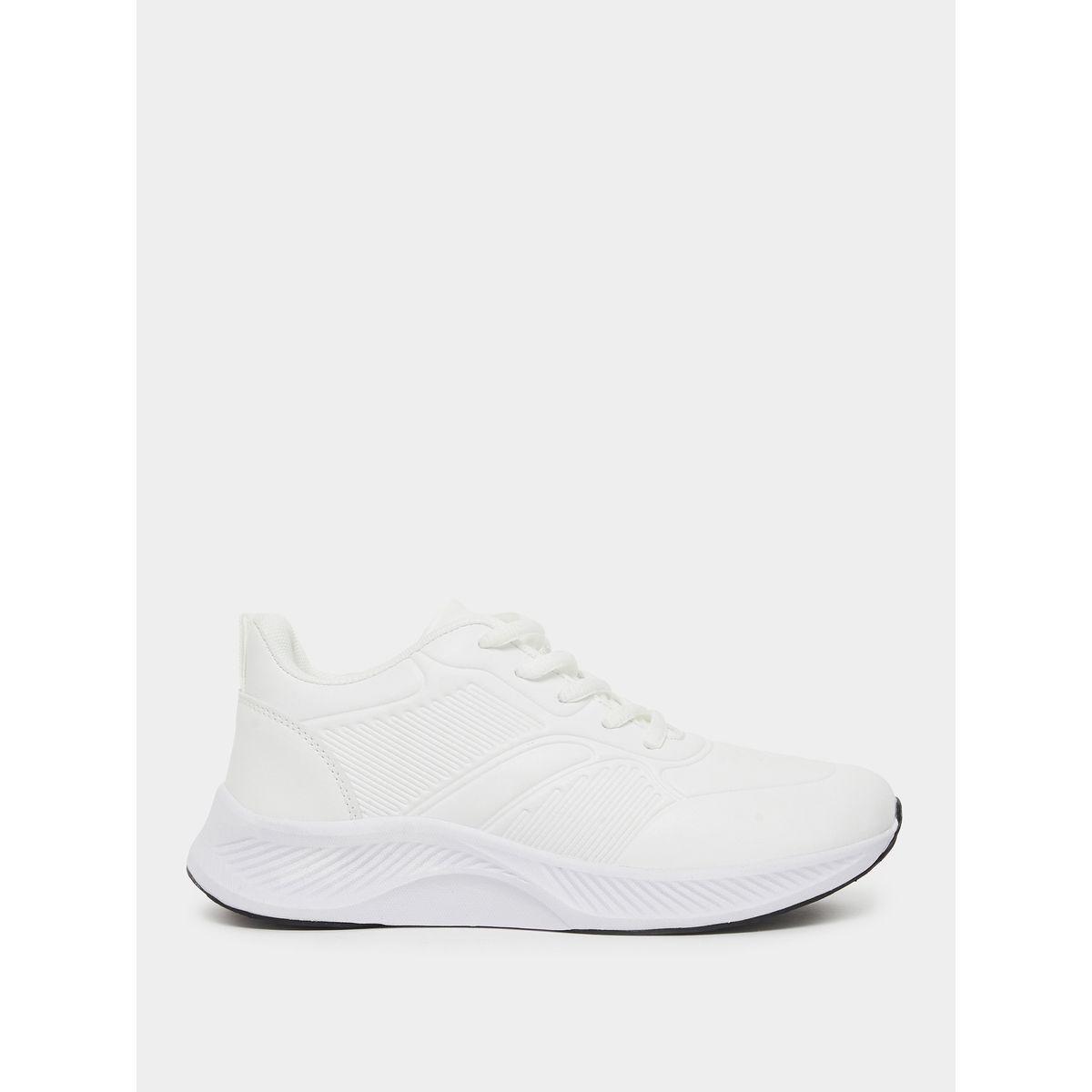 Styli Textured Low Top Lace-Up Sneakers with Back Pull Tab-women-shoes-sneakers-image-1