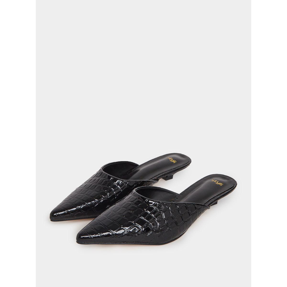 Textured Pointed Toe Slip-On Mules-women-shoes-loafersandmoccasins-image-2