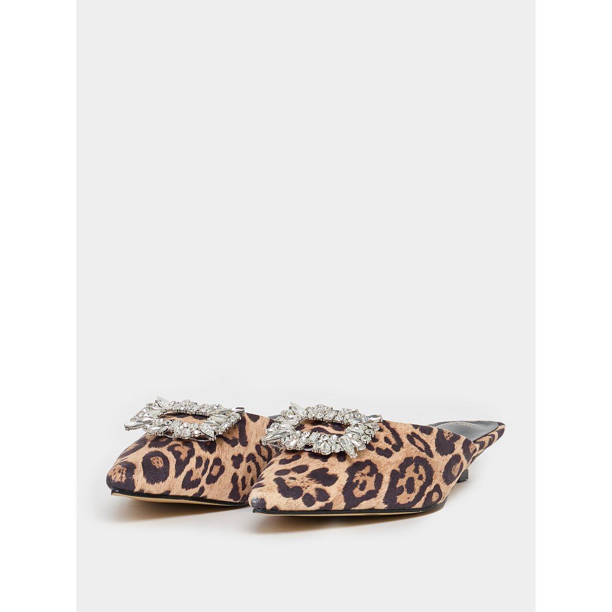 Embellished Animal Print Pointed Toe Mules-women-shoes-loafersandmoccasins-image-3