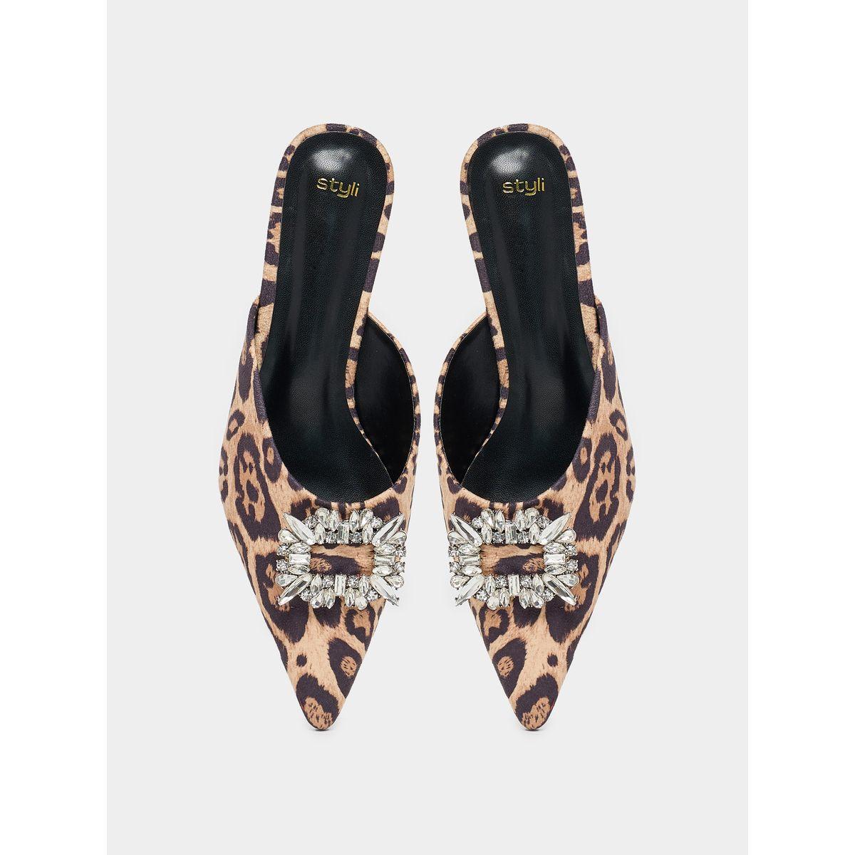 Embellished Animal Print Pointed Toe Mules-women-shoes-loafersandmoccasins-image-6