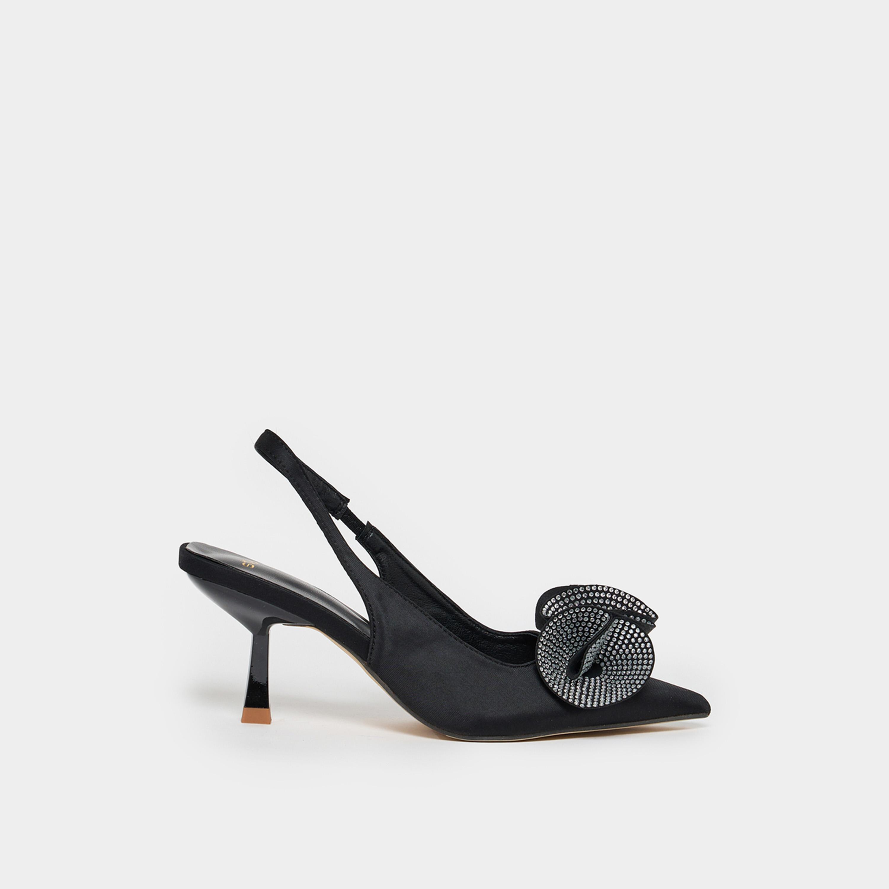 ستايلي - حذاء بكعب مفتوح من الخلف ومزين بأصابع مدببة-women-shoes-heels-image-2