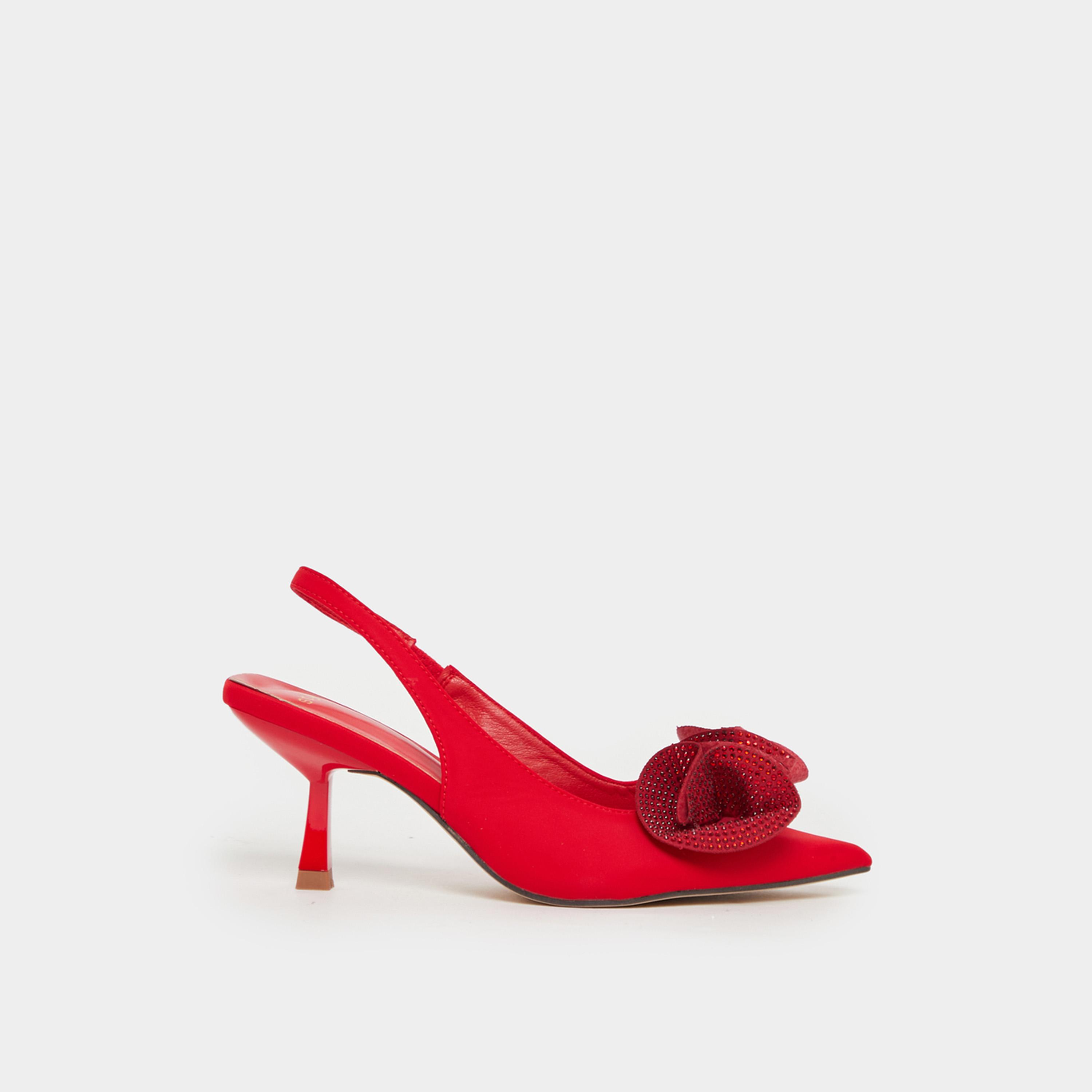 Styli Embellished Pointed Toe Slingback Pumps-women-shoes-heels-image-2