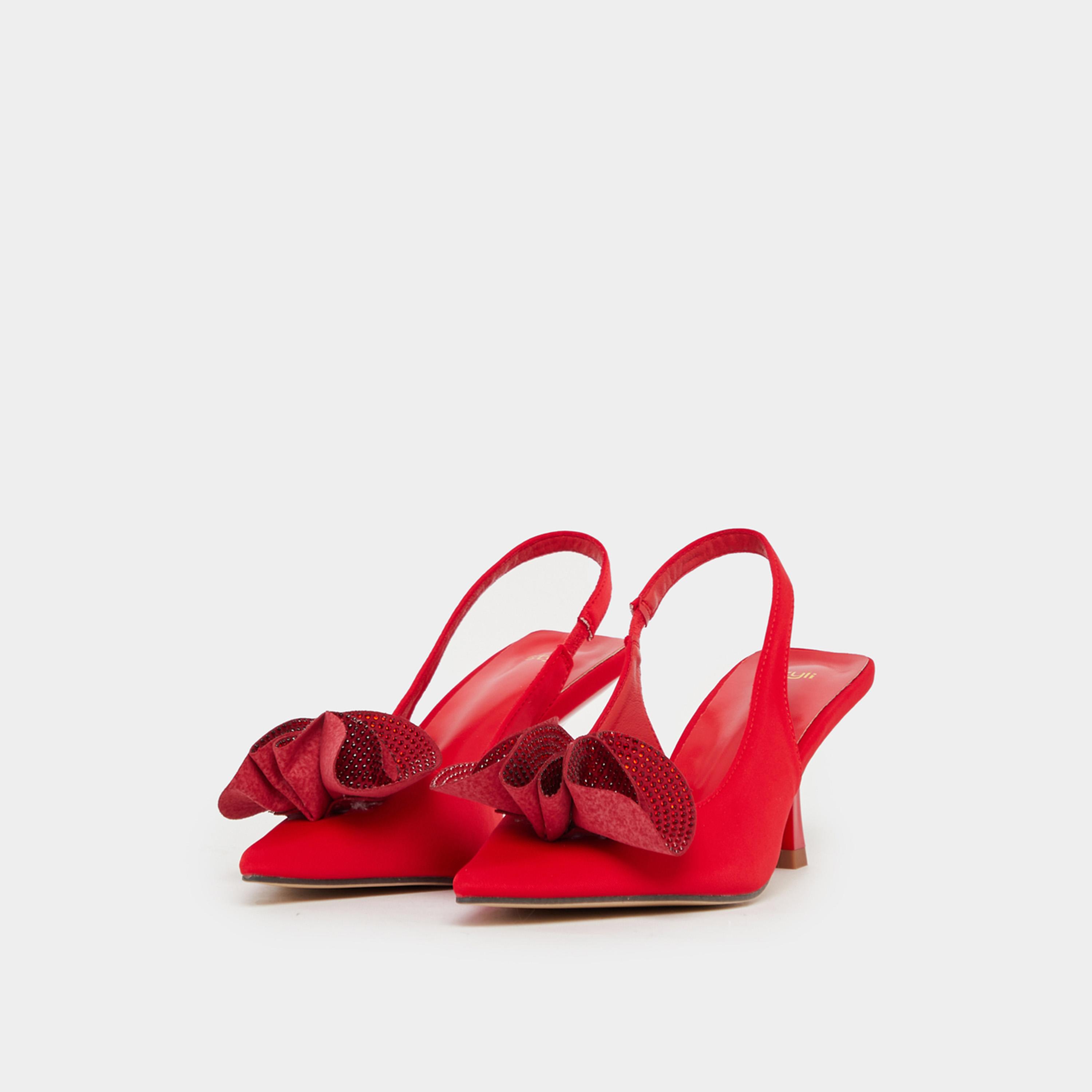 Styli Embellished Pointed Toe Slingback Pumps-women-shoes-heels-image-3