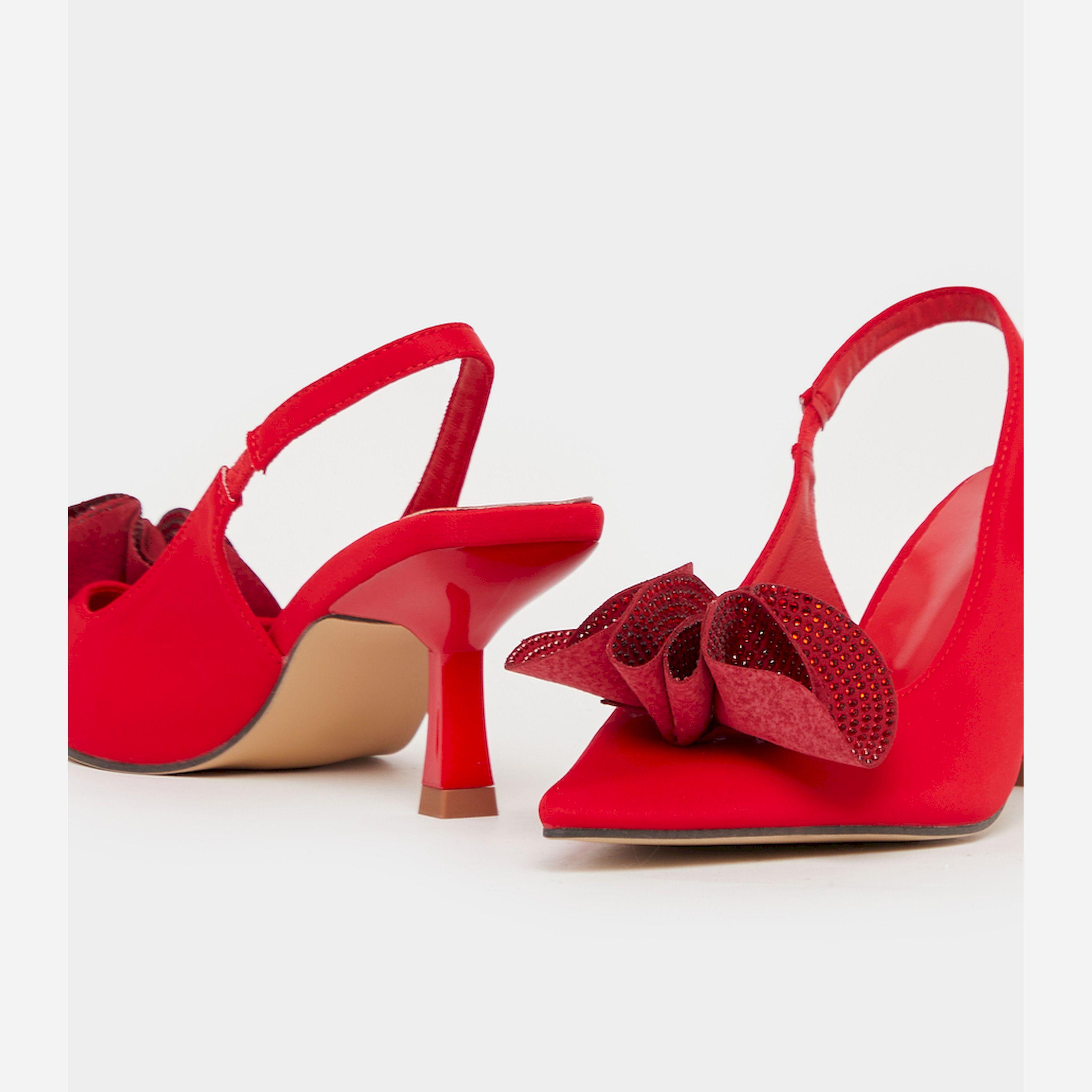 Styli Embellished Pointed Toe Slingback Pumps-women-shoes-heels-image-4