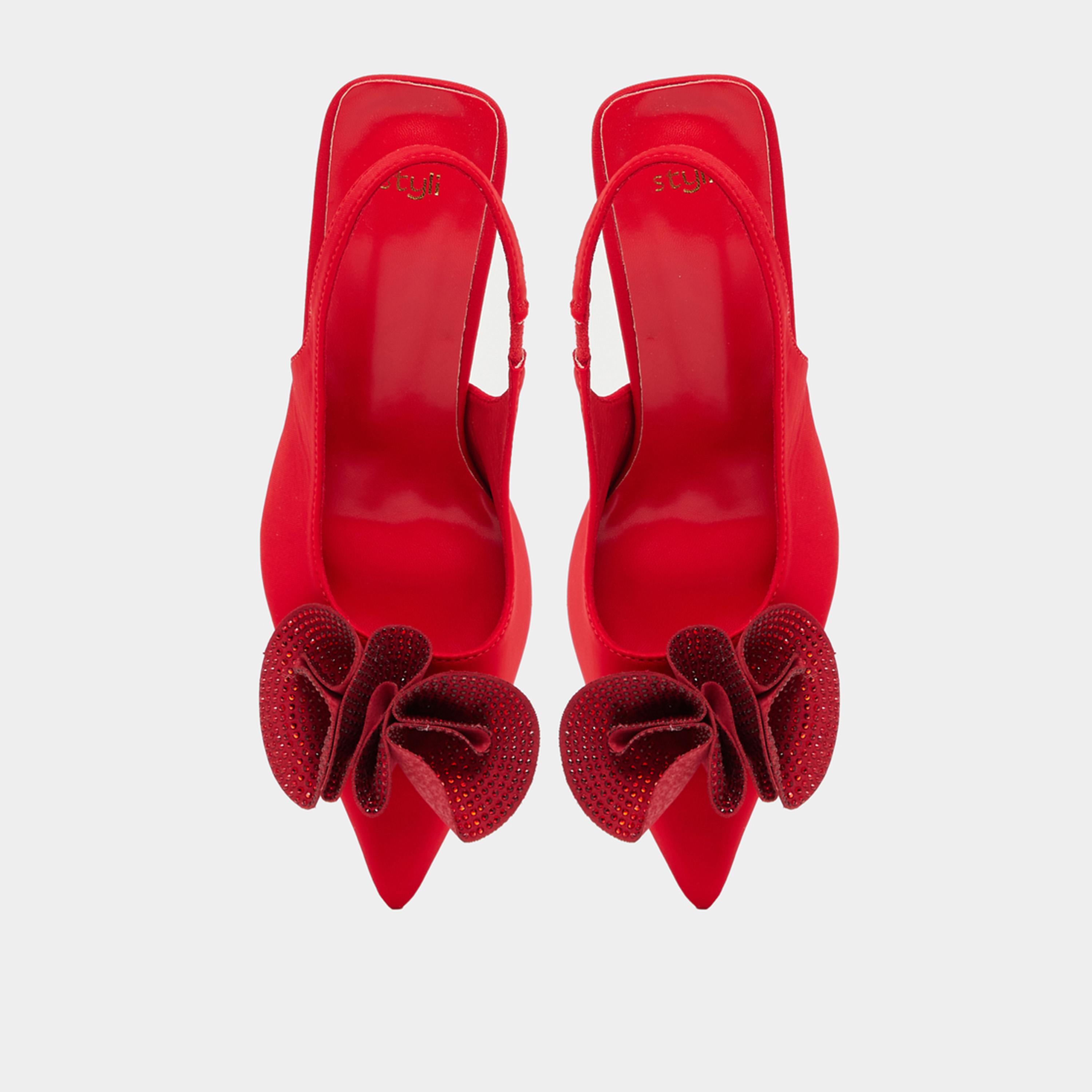 Styli Embellished Pointed Toe Slingback Pumps-women-shoes-heels-image-6