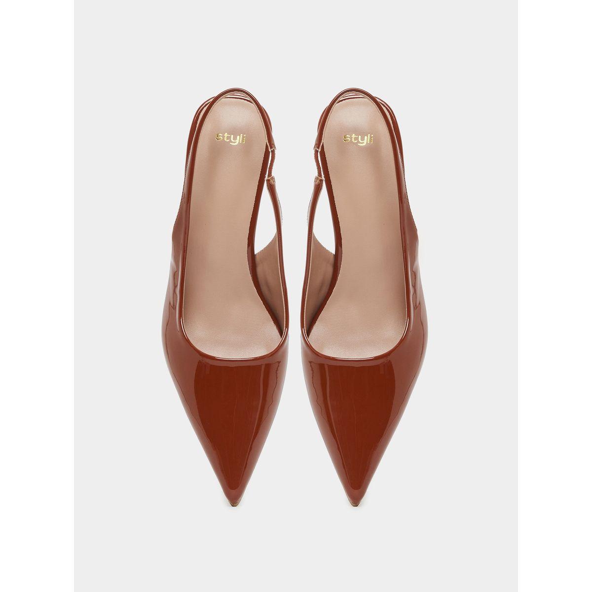 Styli Patent Design Pointed Toe Slingback Heel Shoes-women-shoes-heels-image-5