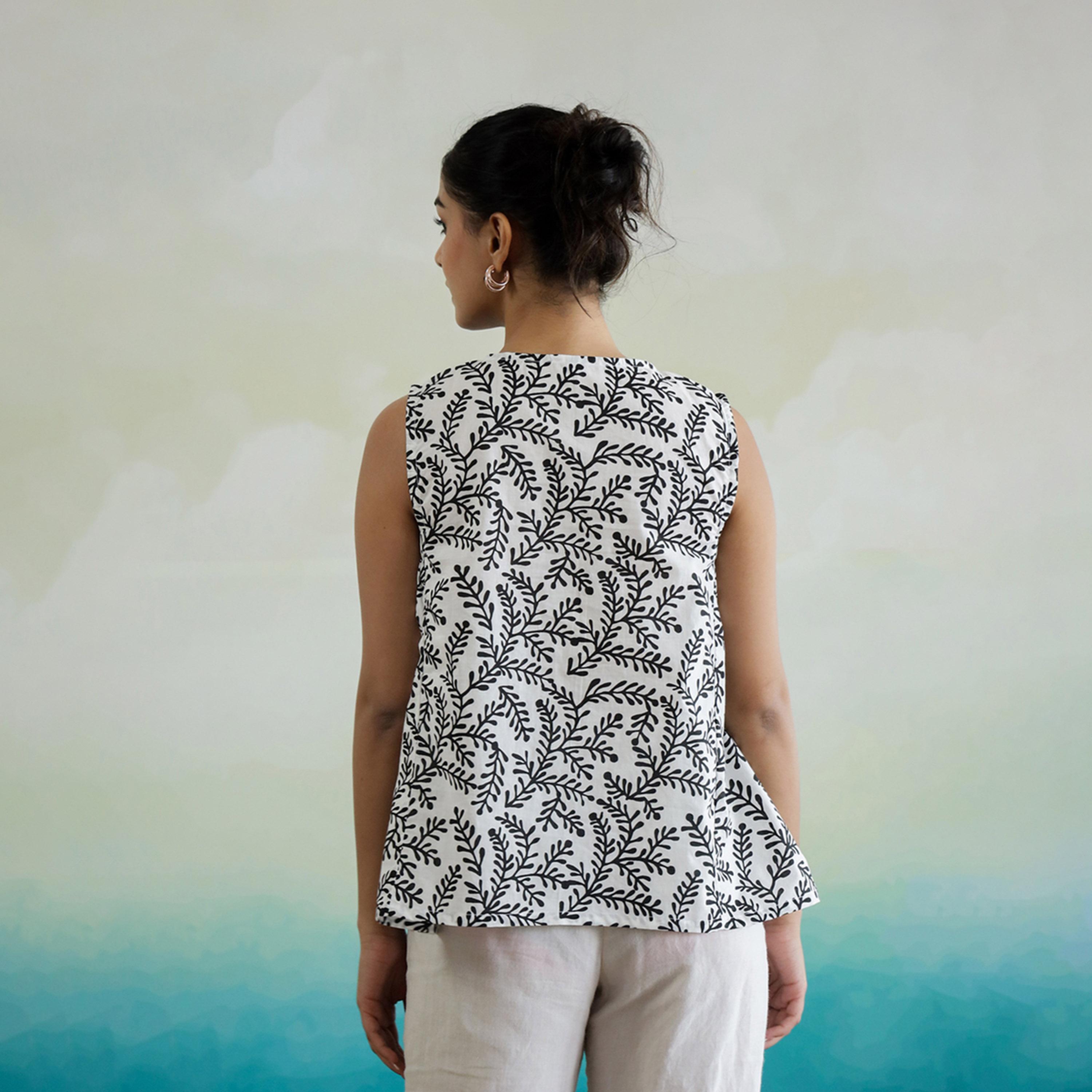 Sanskrutihomes X Styli Floral Print V-Neck Sleeveless Cotton Top-women-clothing-shirtsandblouses-blouses-image-2