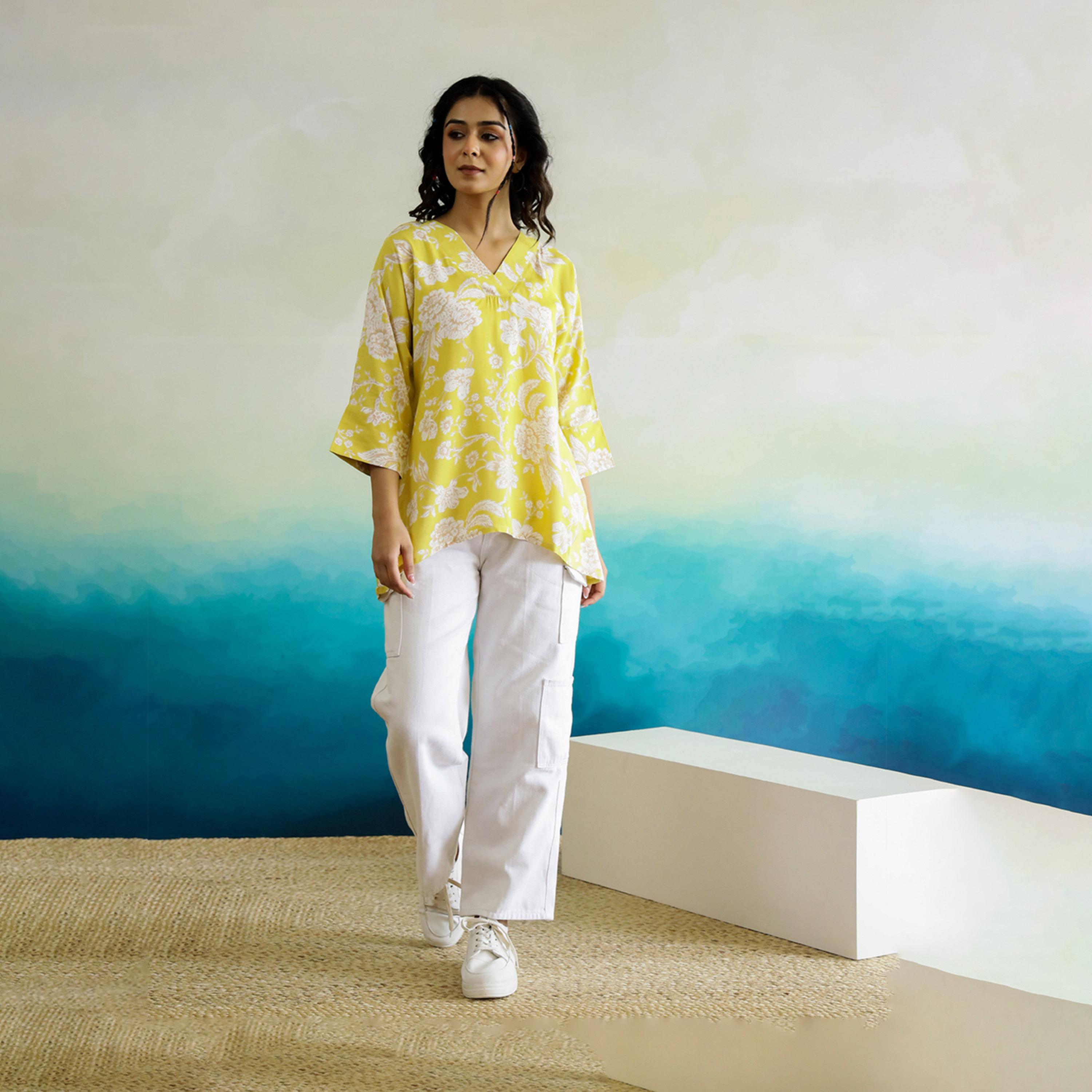 Sanskrutihomes X Styli All-Over Floral Print V-Neck Cotton Top-women-clothing-shirtsandblouses-blouses-image-1