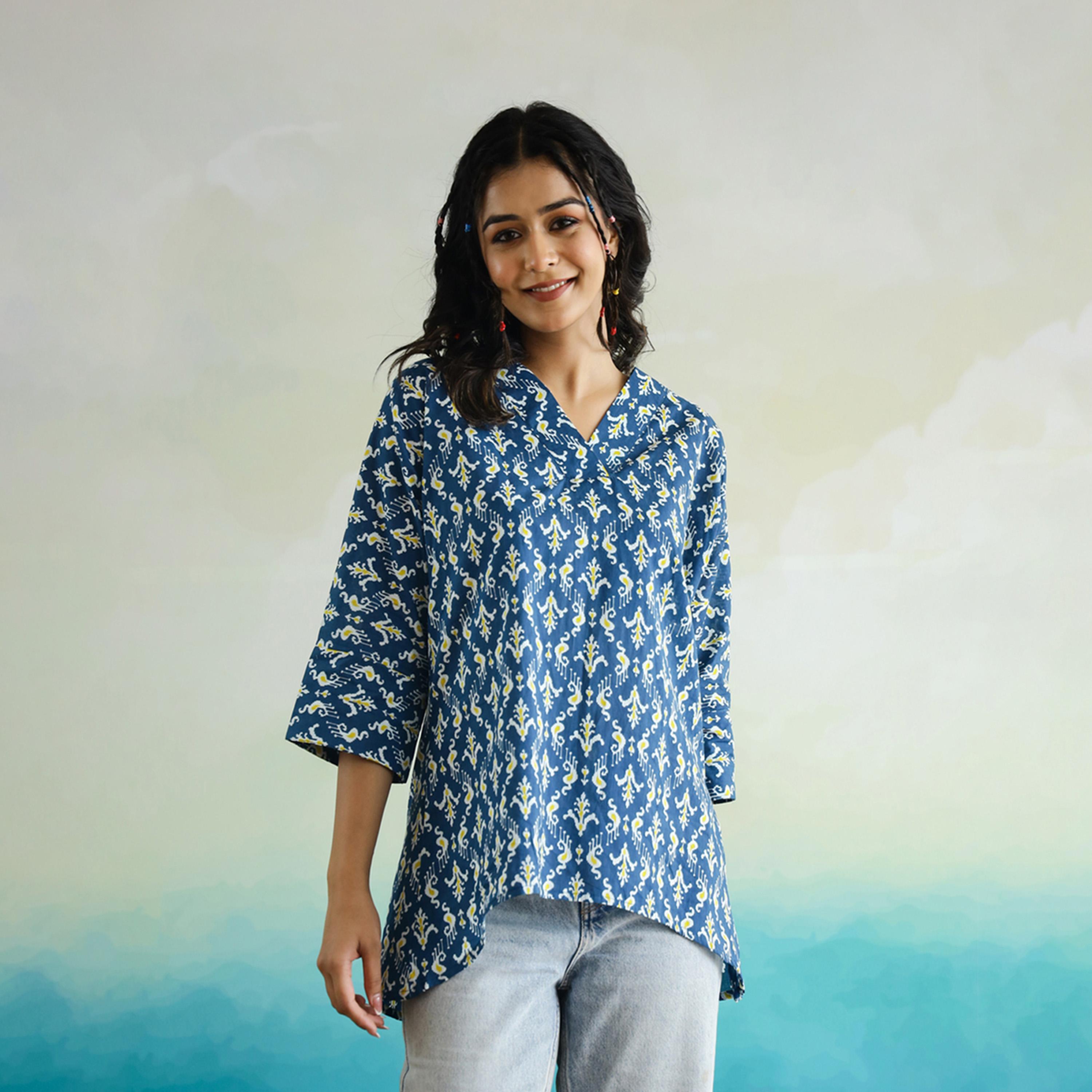 Sanskrutihomes X Styli All-Over Floral Print V-Neck Cotton Top-women-clothing-shirtsandblouses-blouses-image-3