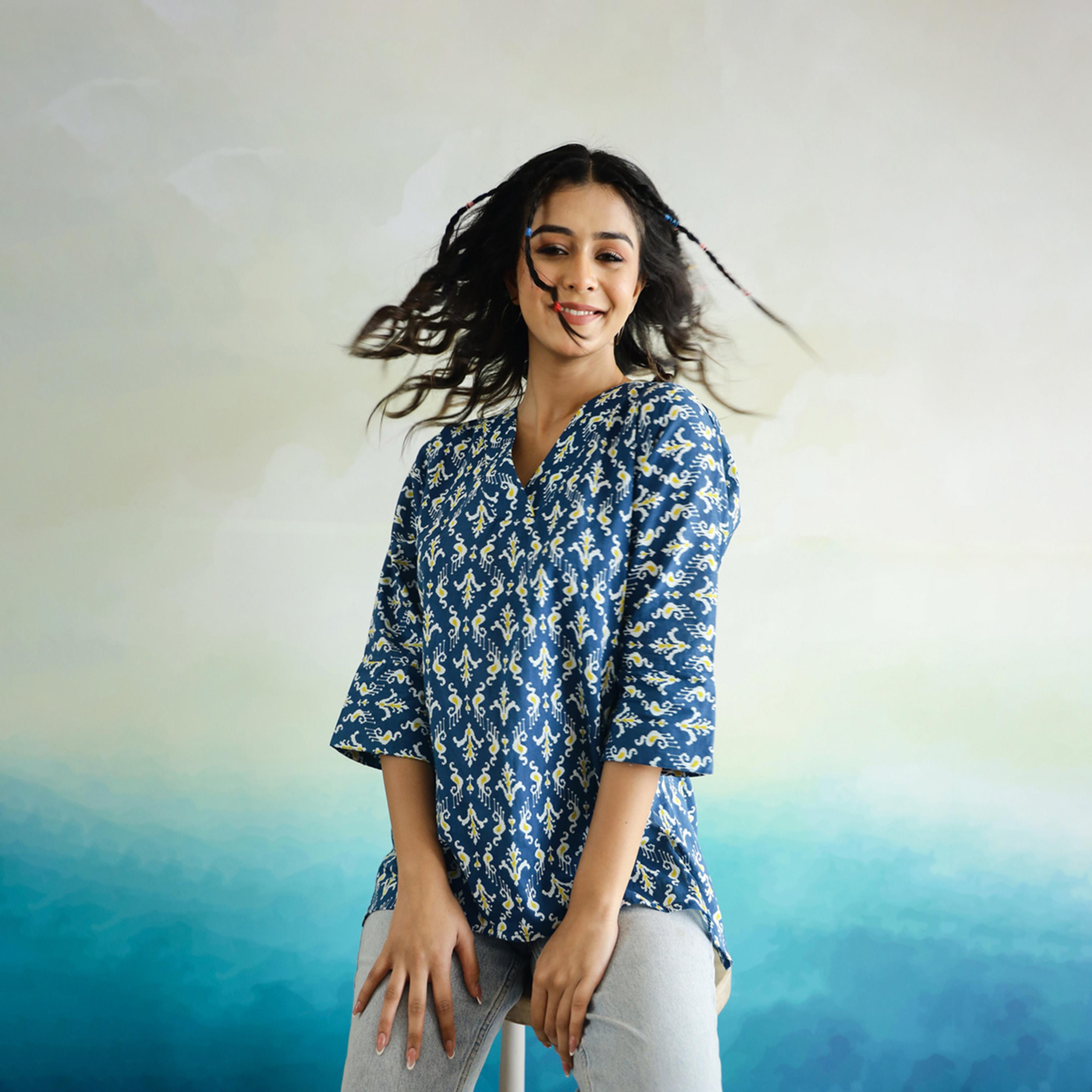 Sanskrutihomes X Styli All-Over Floral Print V-Neck Cotton Top-women-clothing-shirtsandblouses-blouses-image-5