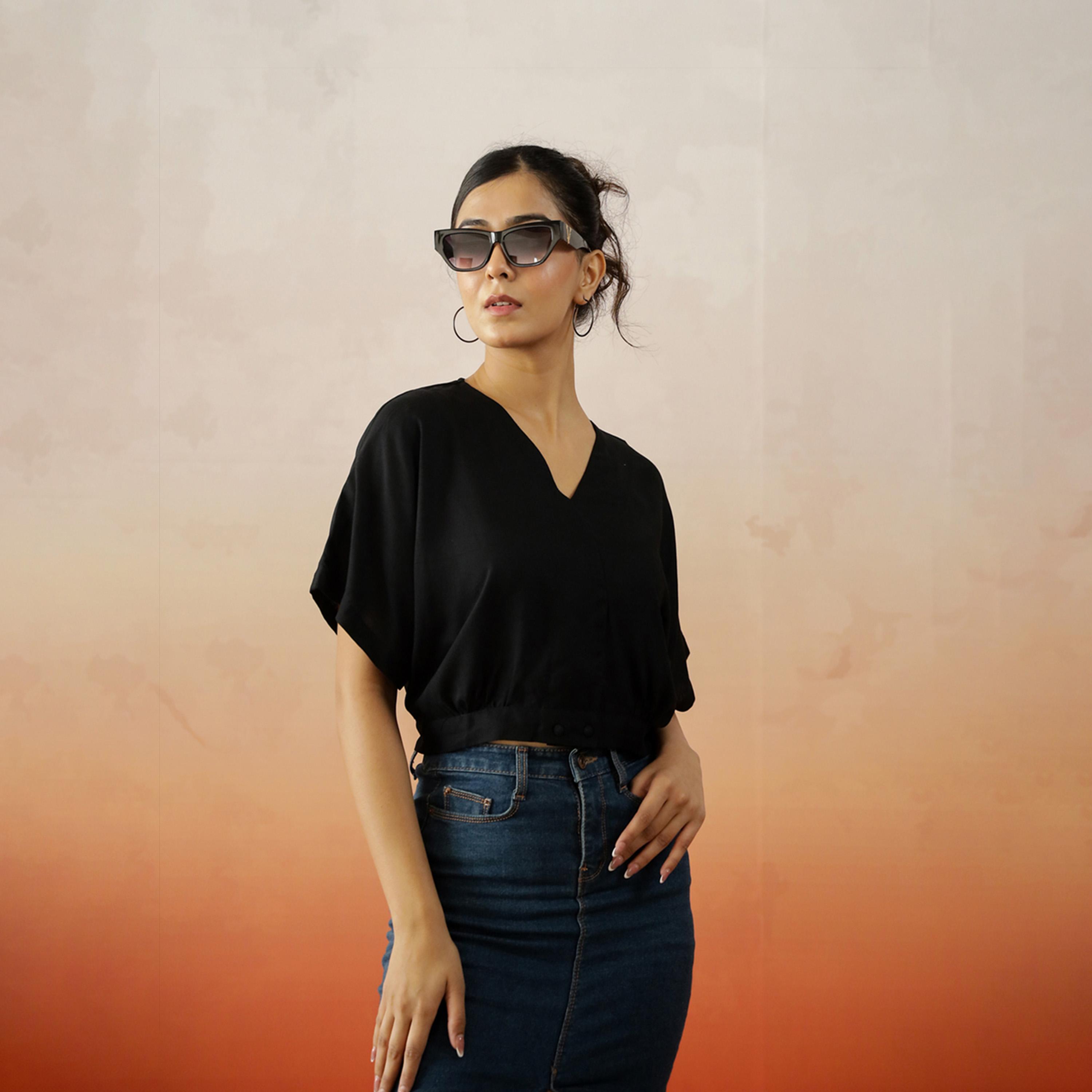 سانسكروتي هومز × ستايلي - بلوزة قطنية سادة بأكمام ممتدة ورقبة على شكل V-women-clothing-shirtsandblouses-blouses-image-5