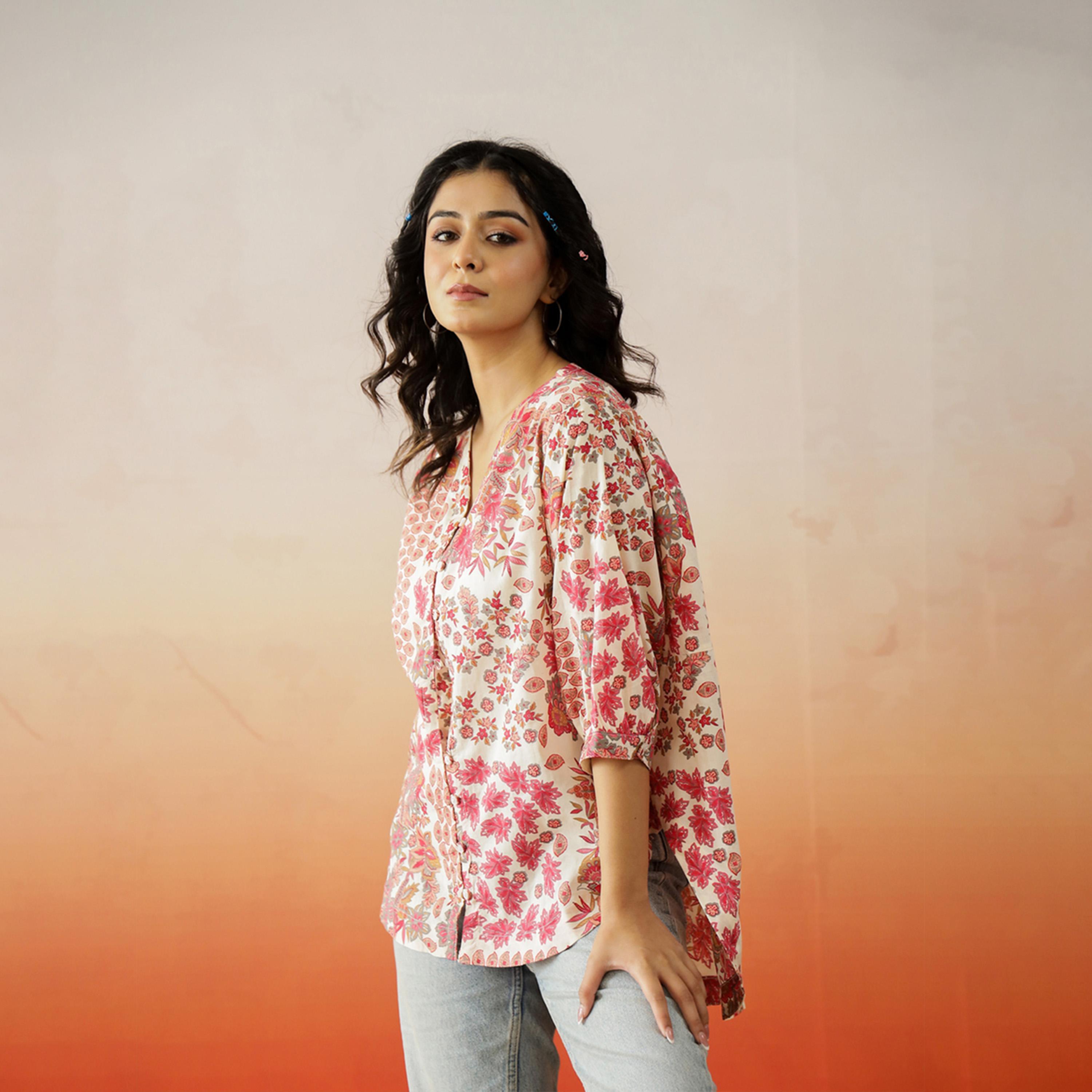 Sanskrutihomes X Styli Floral Print V-Neck Cotton Top-women-clothing-shirtsandblouses-blouses-image-4