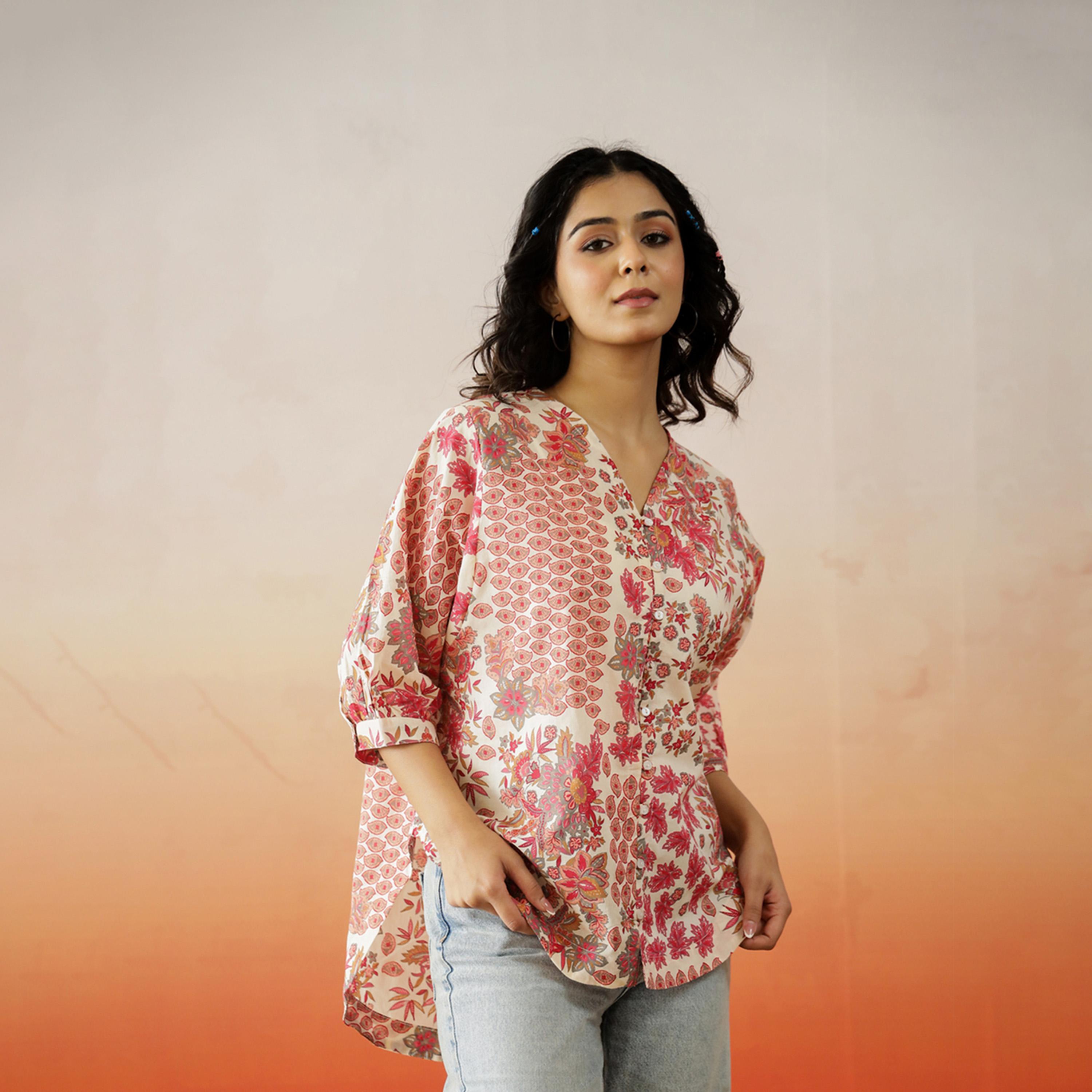 Sanskrutihomes X Styli Floral Print V-Neck Cotton Top-women-clothing-shirtsandblouses-blouses-image-5
