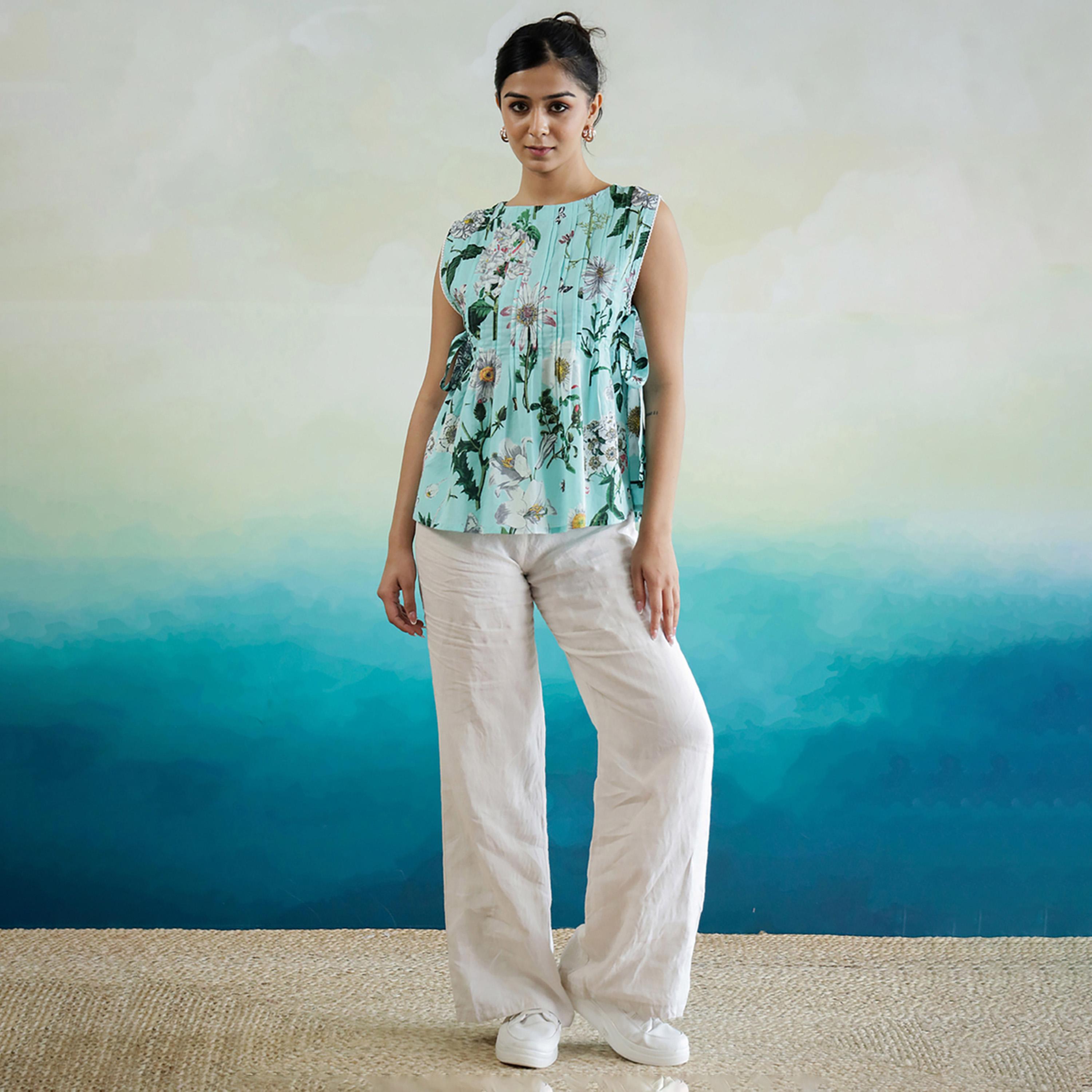 سانسكروتي هومز × ستايلي - بلوزة نسائية من القطن بطبعة زهور-women-clothing-shirtsandblouses-blouses-image-3