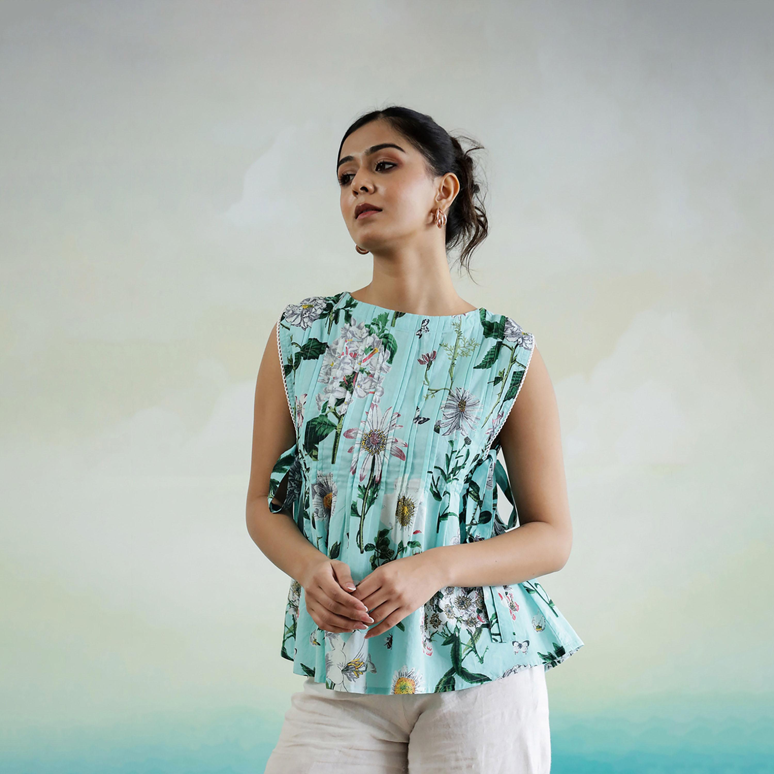 سانسكروتي هومز × ستايلي - بلوزة نسائية من القطن بطبعة زهور-women-clothing-shirtsandblouses-blouses-image-4