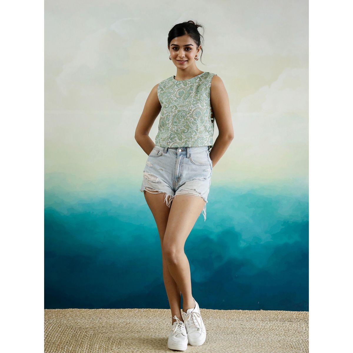 Sanskrutihomes Paisley Printed Sleeveless Cotton Top-women-clothing-shirtsandblouses-blouses-image-1