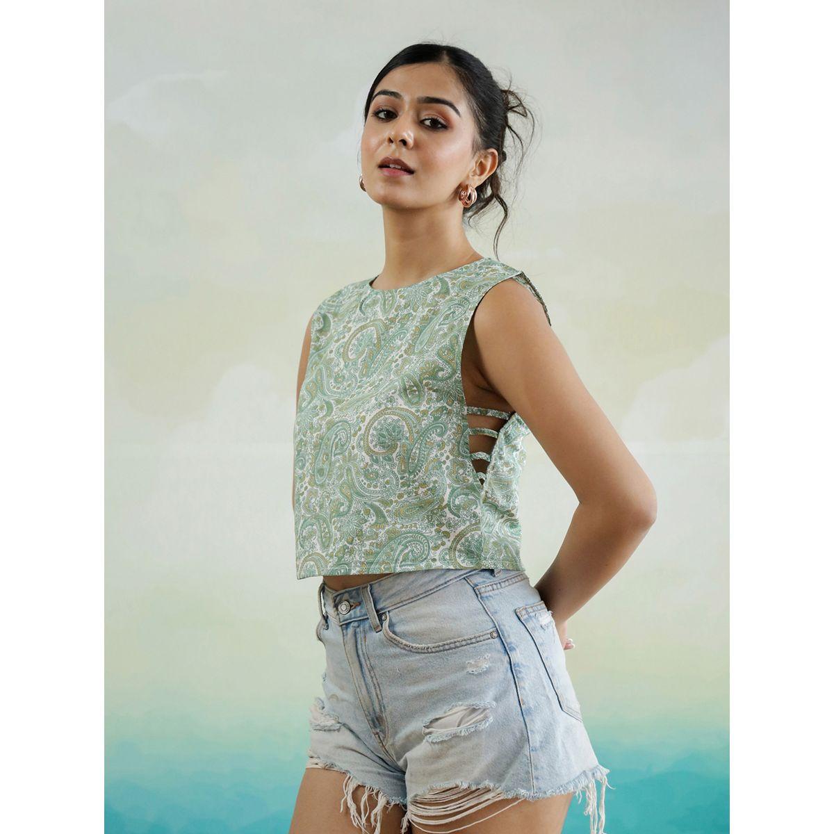 Sanskrutihomes Paisley Printed Sleeveless Cotton Top-women-clothing-shirtsandblouses-blouses-image-4
