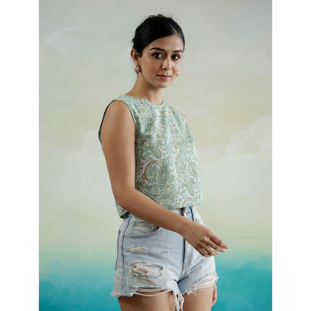Sanskrutihomes Paisley Printed Sleeveless Cotton Top-women-clothing-shirtsandblouses-blouses-image-5
