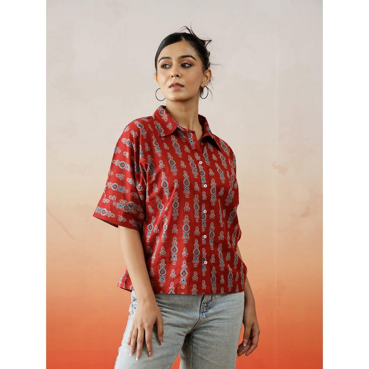 بلوزة بطابع عرقي وأكمام قصيرة-women-clothing-shirtsandblouses-shirts-image-4