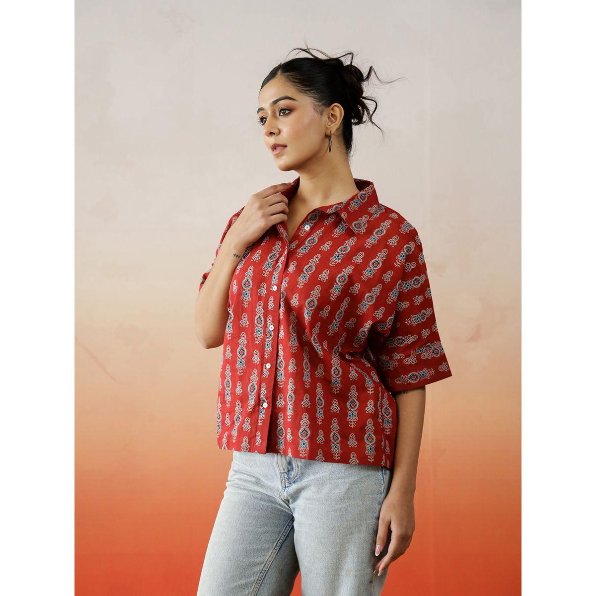 بلوزة بطابع عرقي وأكمام قصيرة-women-clothing-shirtsandblouses-shirts-image-5