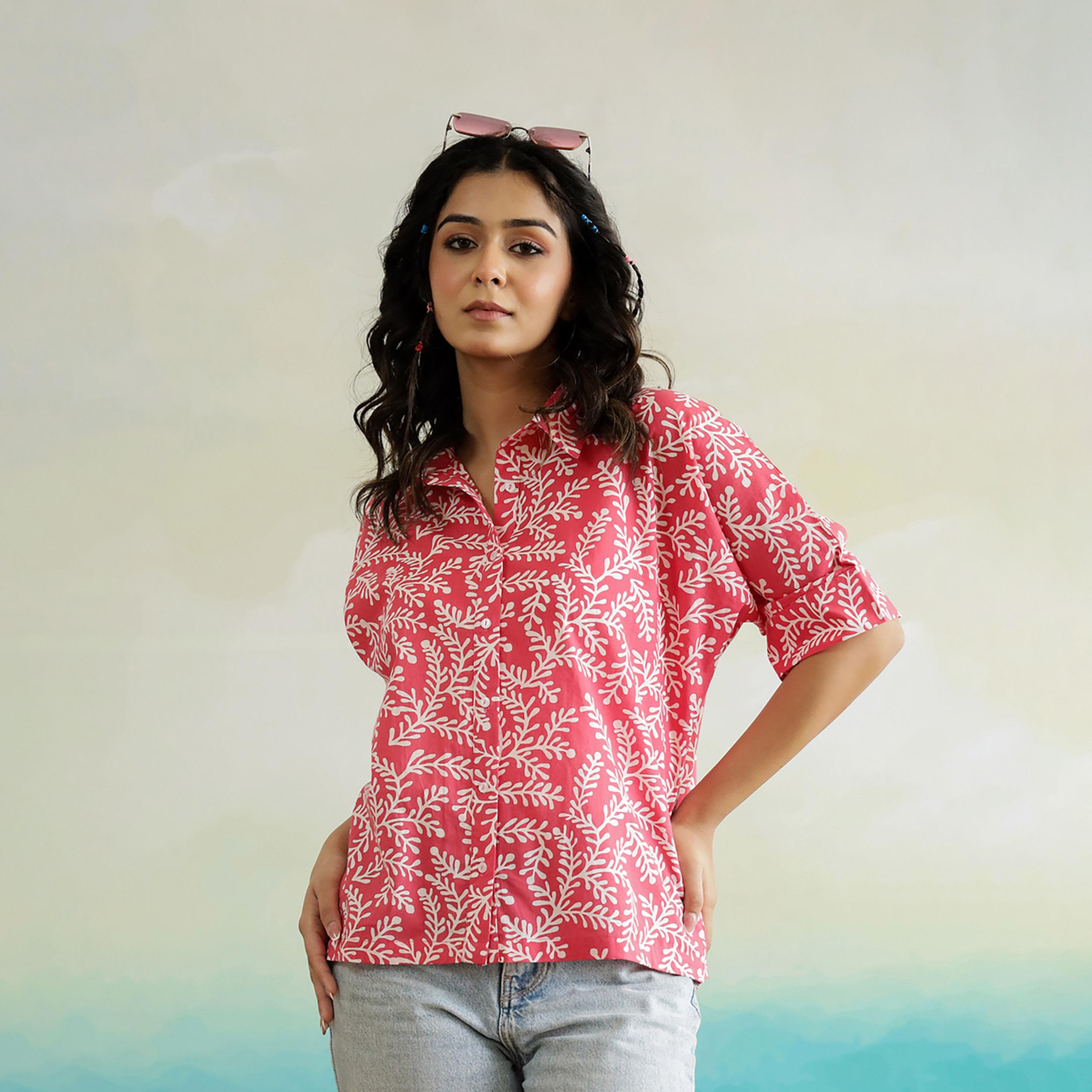 Sanskrutihomes X Styli All-Over Floral Print Roll-Up Sleeves Cotton Top-women-clothing-shirtsandblouses-blouses-image-1