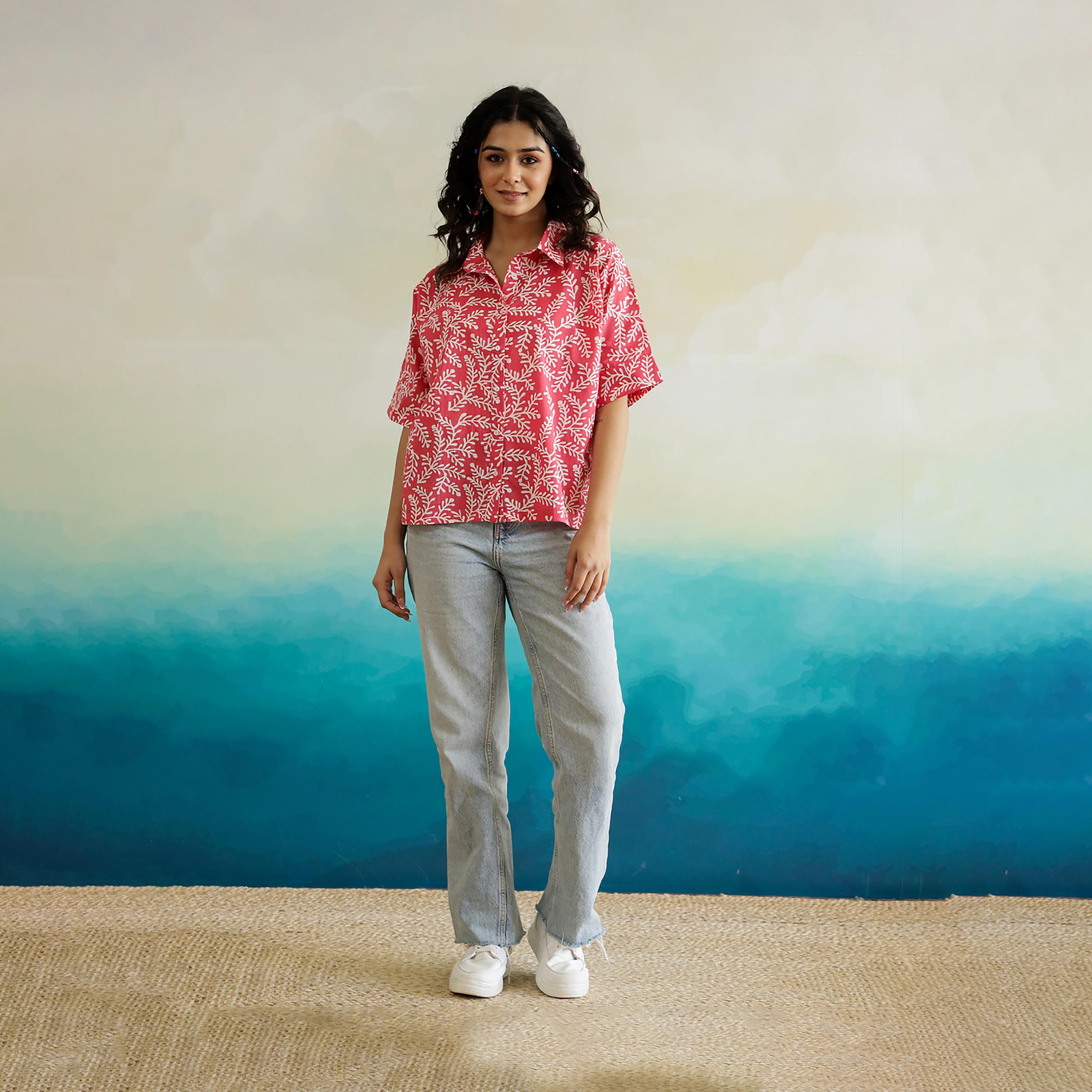 Sanskrutihomes X Styli All-Over Floral Print Roll-Up Sleeves Cotton Top-women-clothing-shirtsandblouses-blouses-image-3