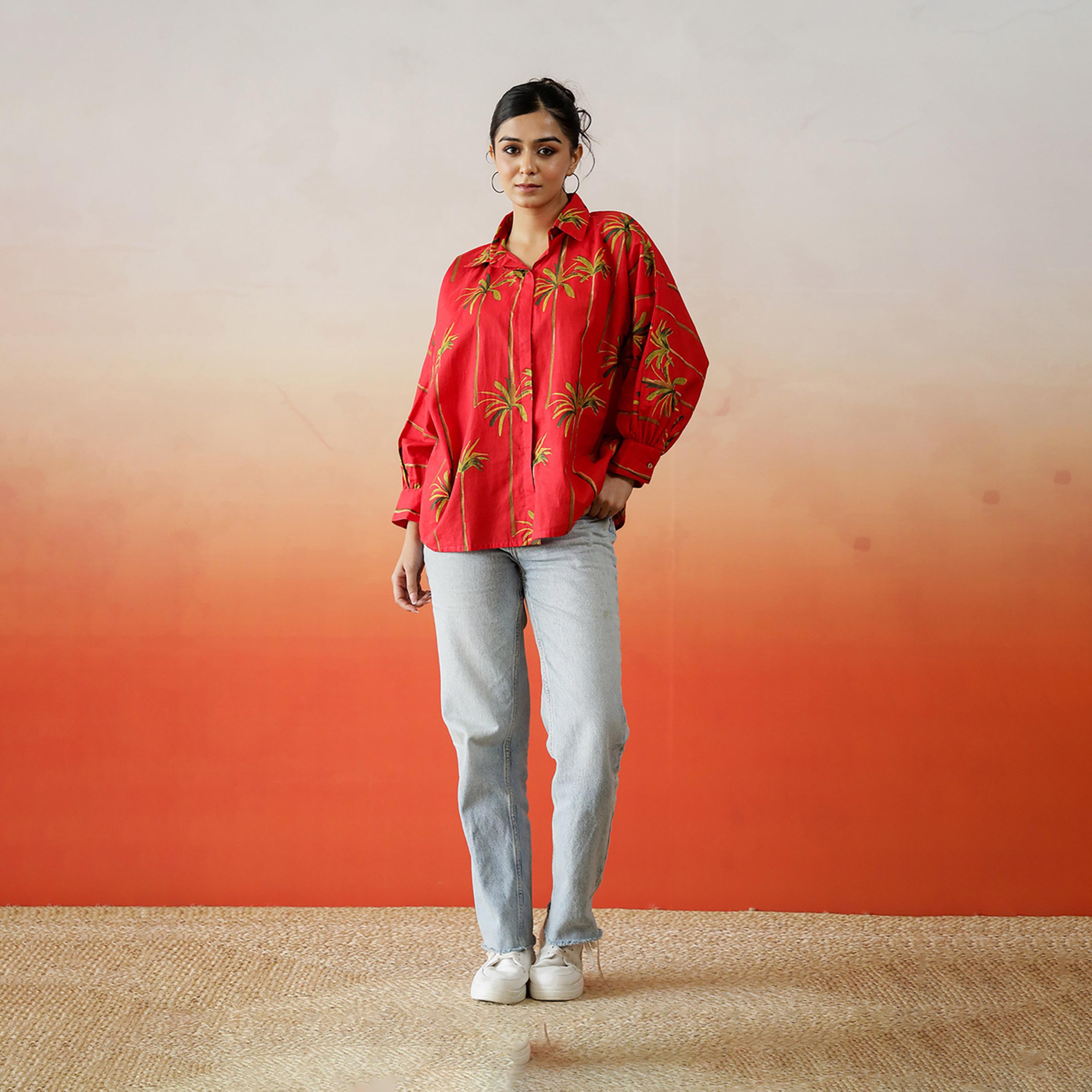 Sanskrutihomes X Styli Printed Regular Fit Collared Shirt-women-clothing-shirtsandblouses-shirts-image-1