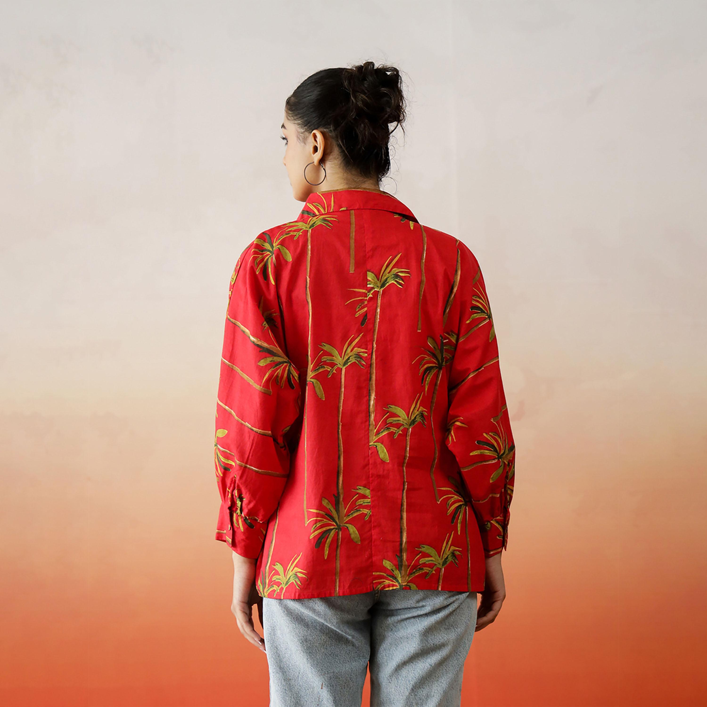 سانسكروتي هومز × ستايلي - قميص مطبوع بقصّة عادية وياقة-women-clothing-shirtsandblouses-shirts-image-2