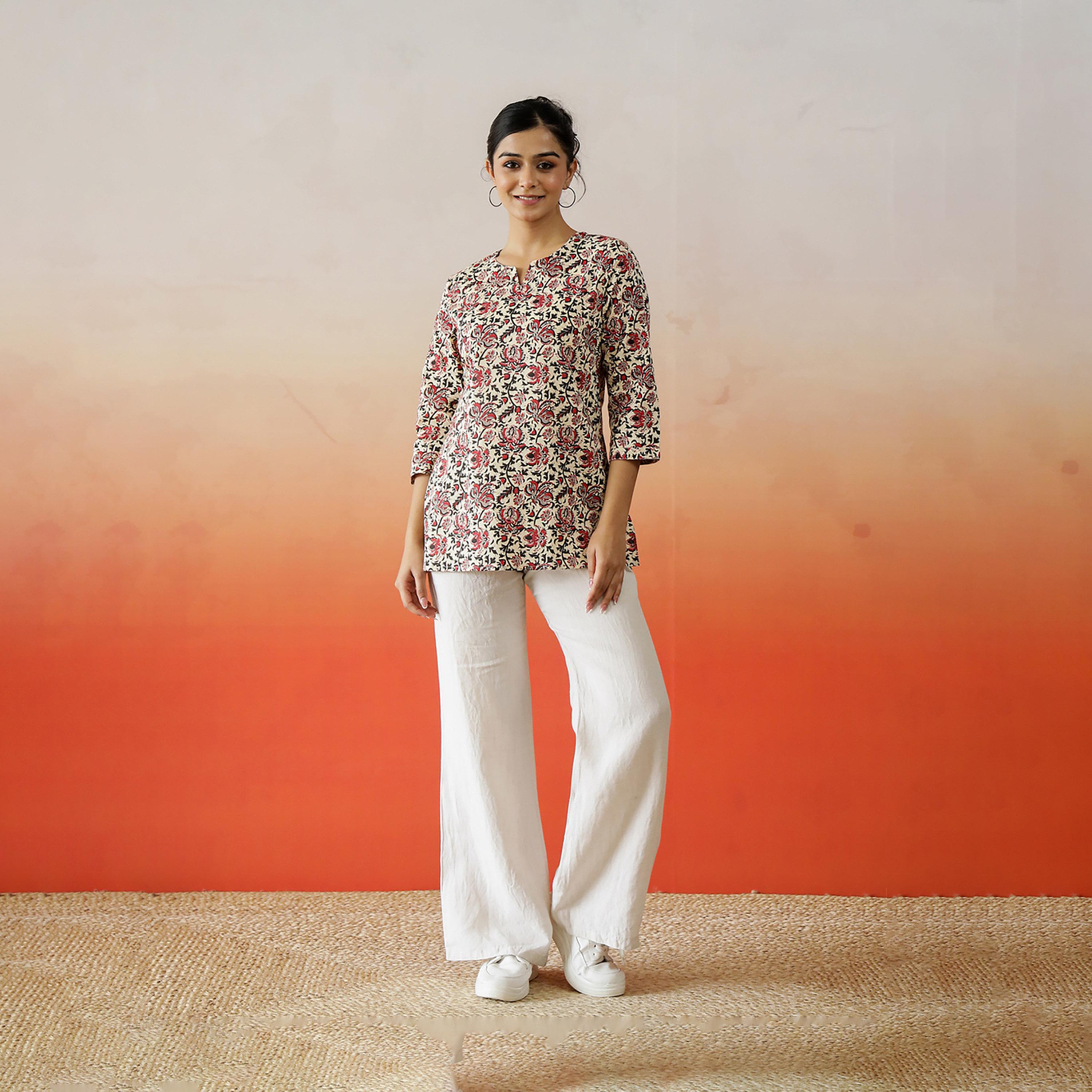 Sanskrutihomes X Styli Ethnic Motifs All-Over Print Cotton Longline Top-women-clothing-shirtsandblouses-blouses-image-1