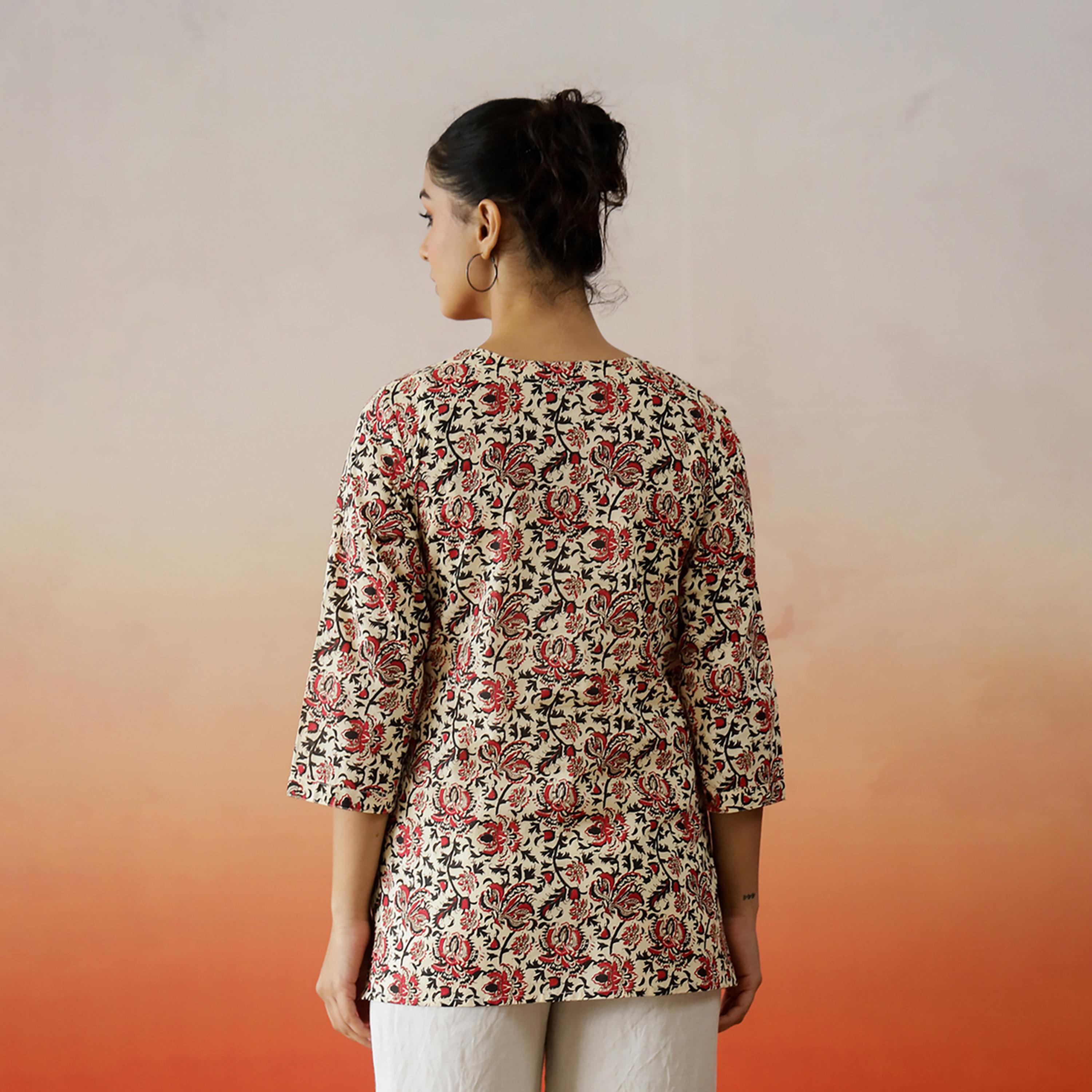 Sanskrutihomes X Styli Ethnic Motifs All-Over Print Cotton Longline Top-women-clothing-shirtsandblouses-blouses-image-2