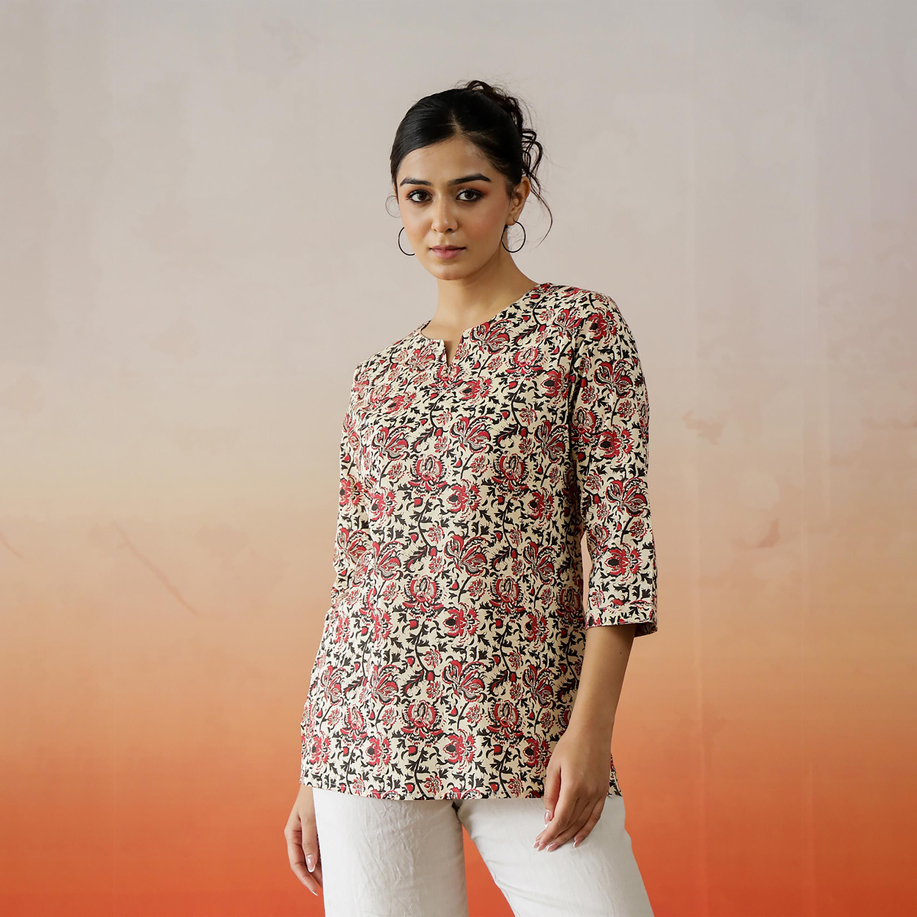 Sanskrutihomes X Styli Ethnic Motifs All-Over Print Cotton Longline Top-women-clothing-shirtsandblouses-blouses-image-3