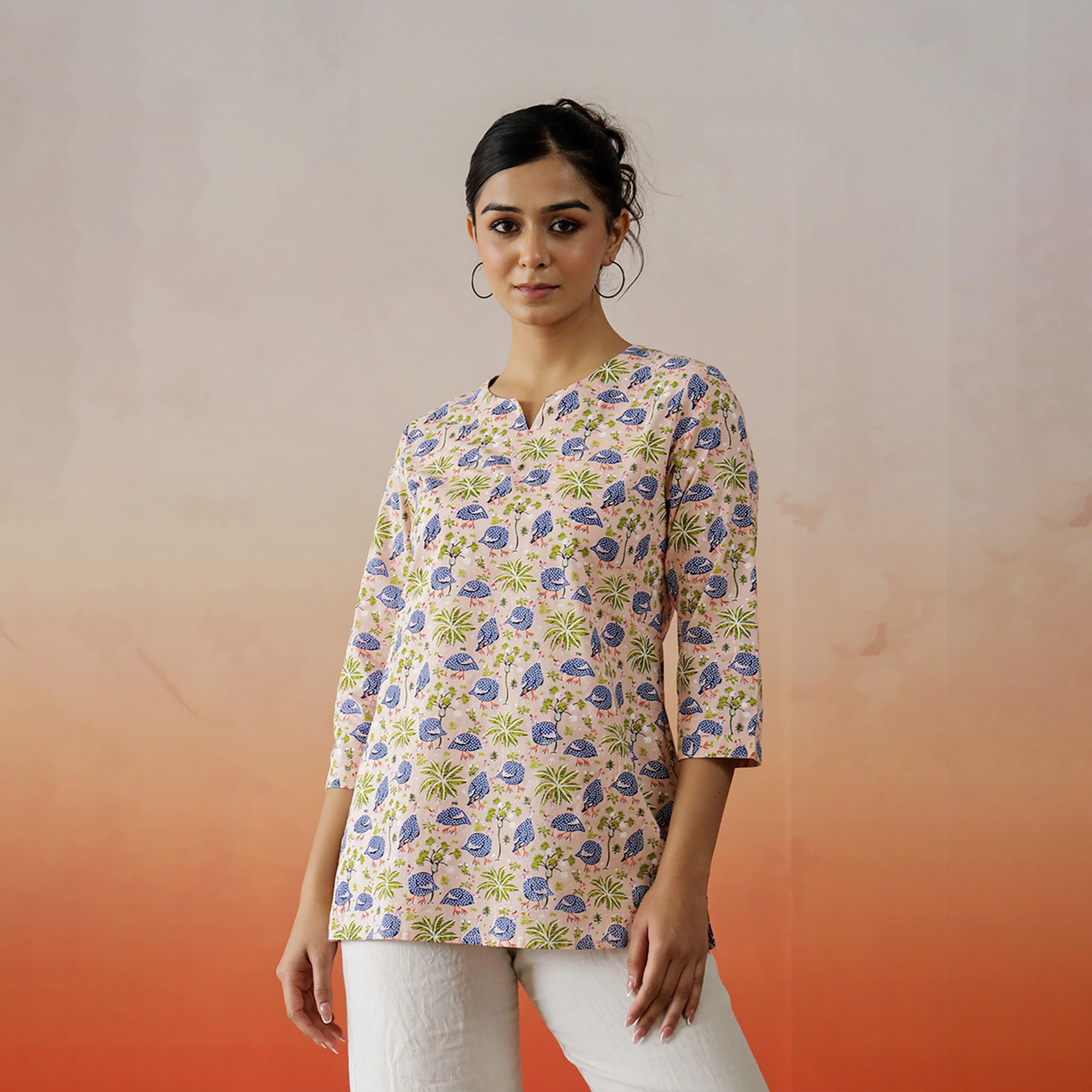Sanskrutihomes X Styli All-Over Floral Print Notch Neck Top-women-clothing-ethnicwear-kurtas-image-1