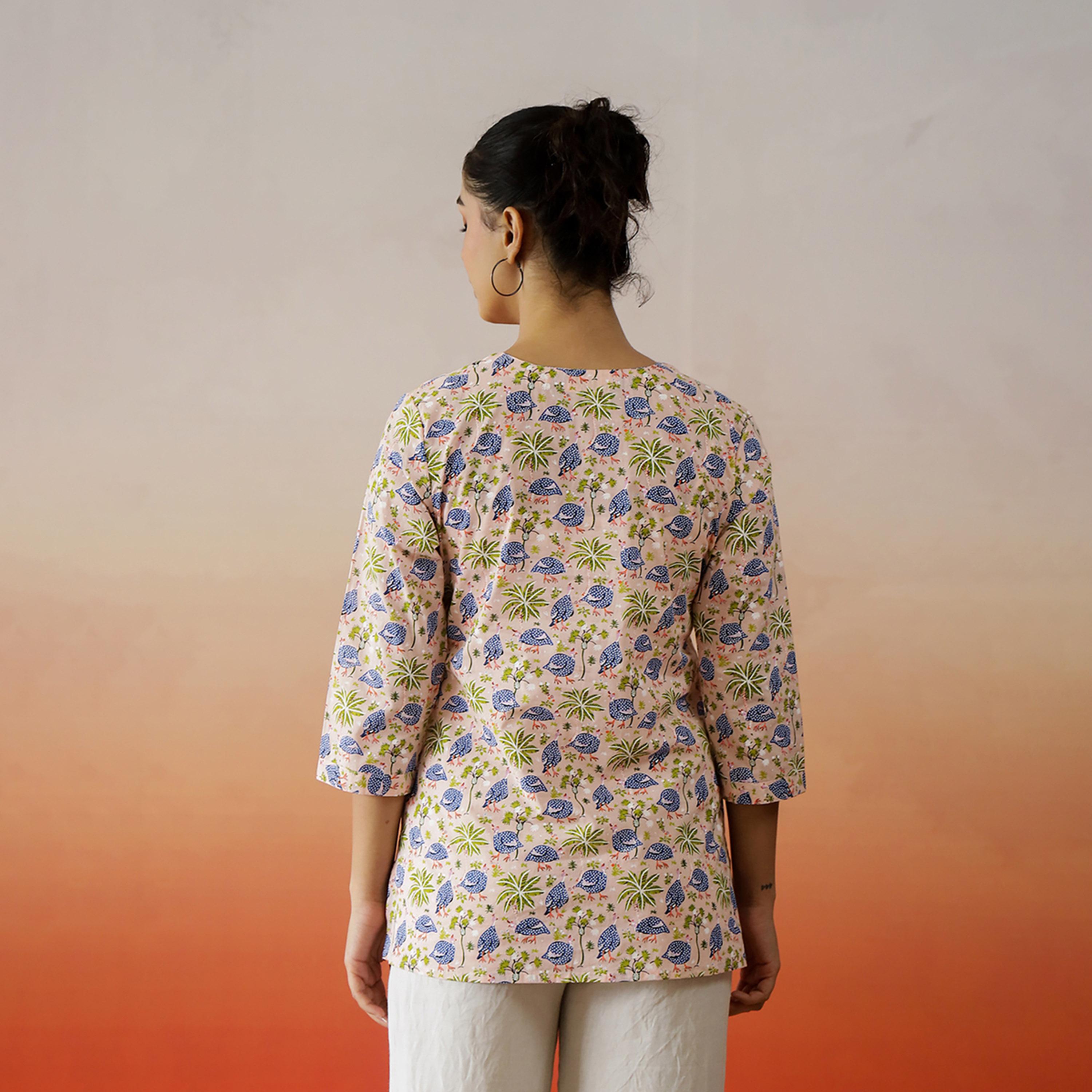 Sanskrutihomes X Styli All-Over Floral Print Notch Neck Top-women-clothing-ethnicwear-kurtas-image-2