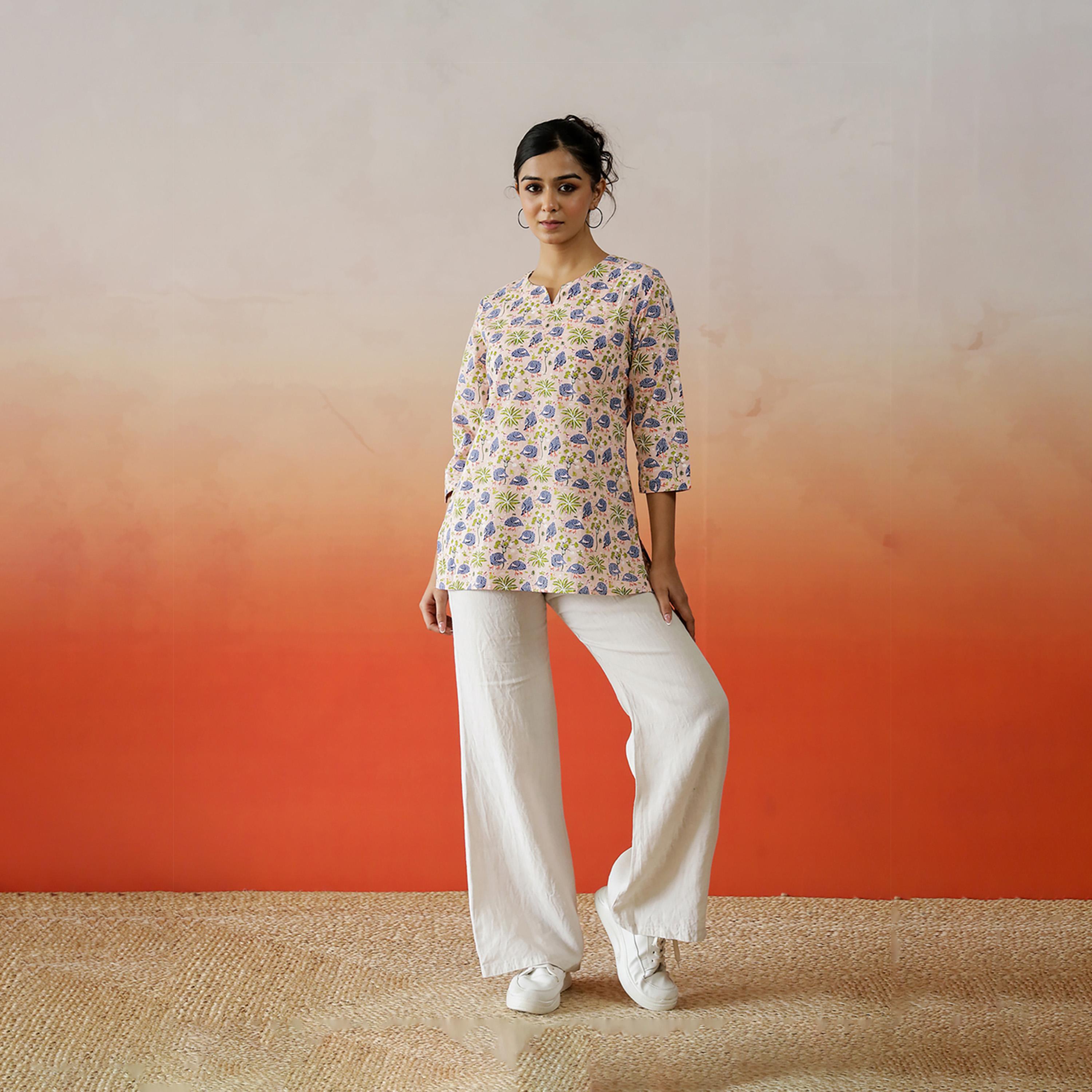 Sanskrutihomes X Styli All-Over Floral Print Notch Neck Top-women-clothing-ethnicwear-kurtas-image-3