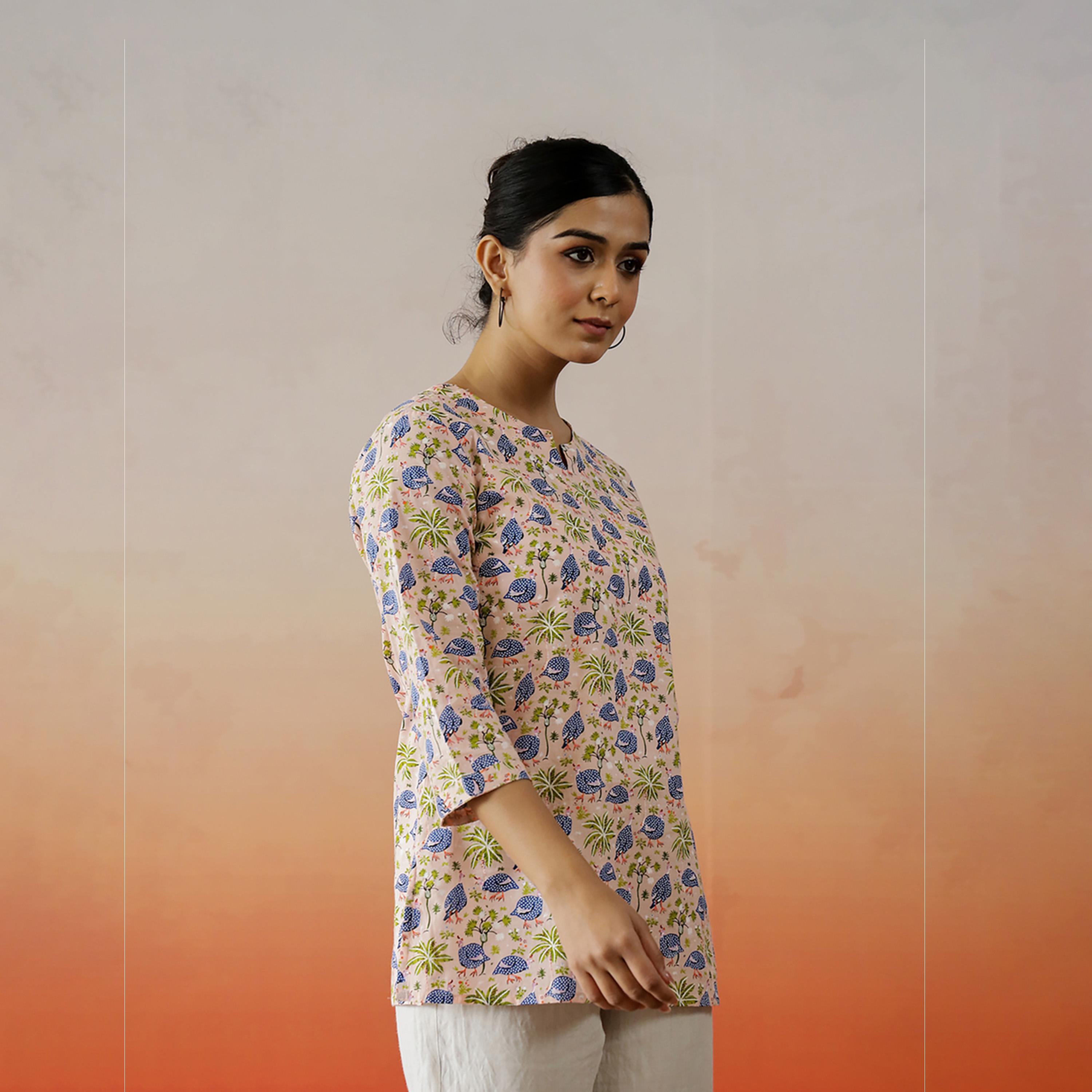 Sanskrutihomes X Styli All-Over Floral Print Notch Neck Top-women-clothing-ethnicwear-kurtas-image-4