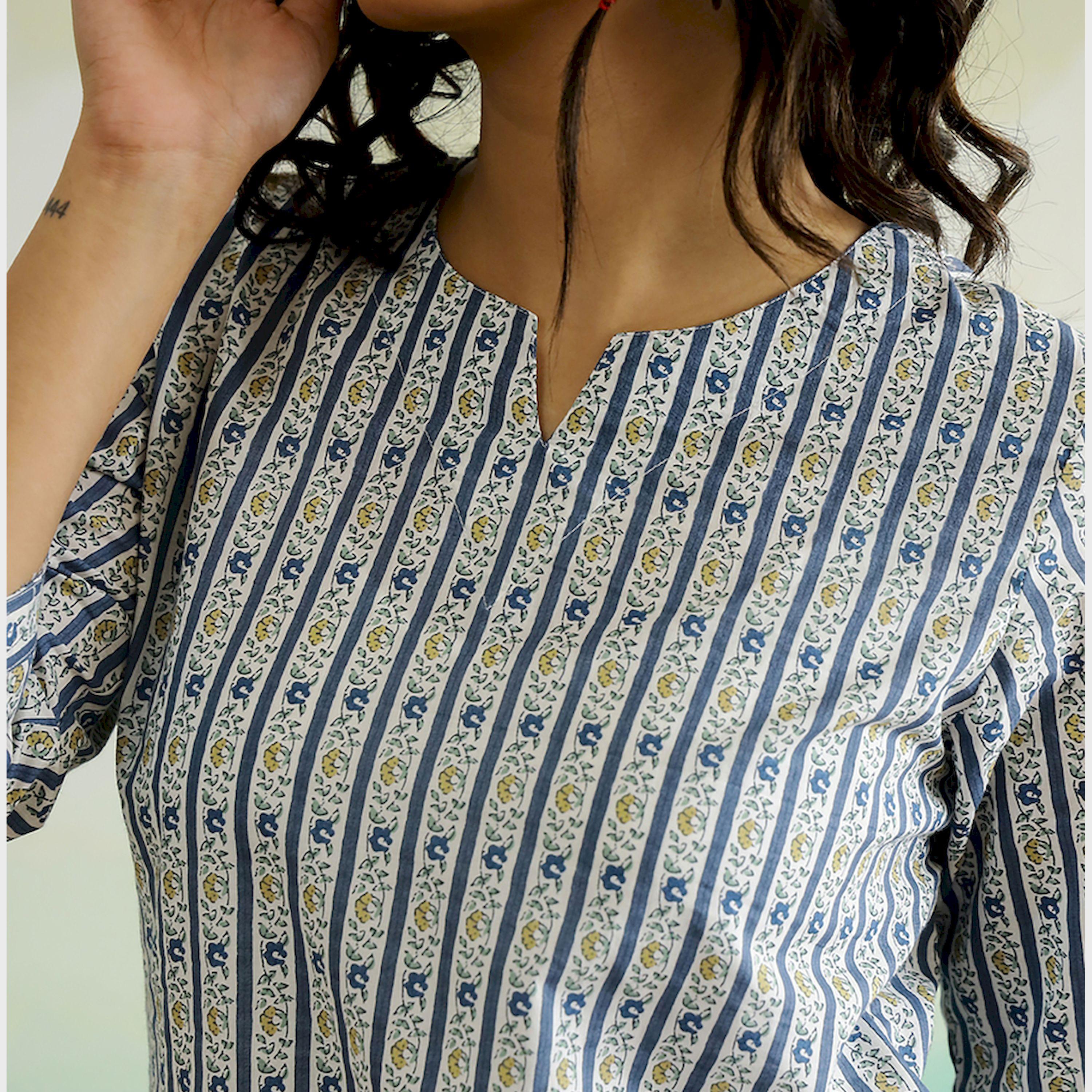 Sanskrutihomes X Styli All-Over Print Notch Neck Regular Fit Top-women-clothing-ethnicwear-kurtas-image-6