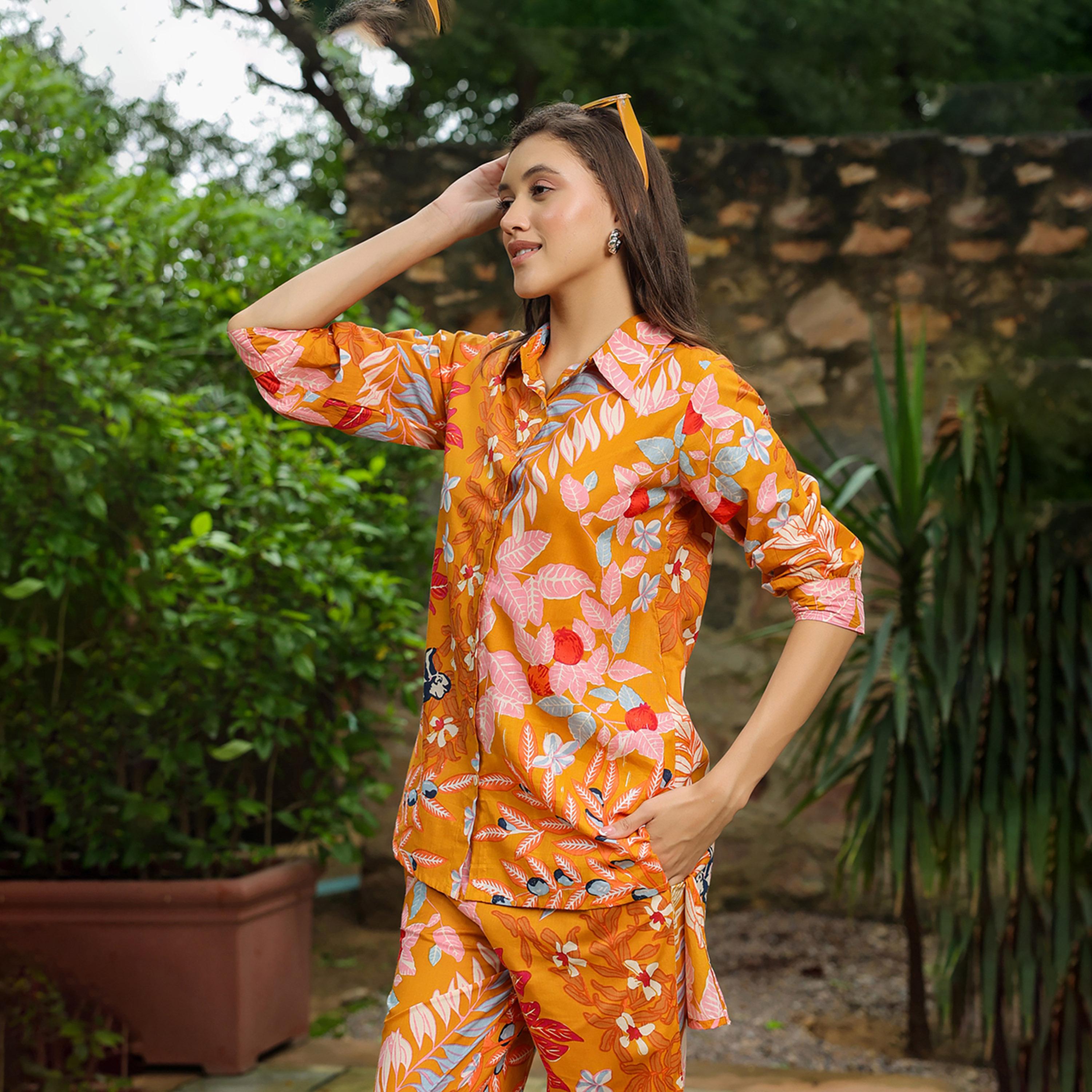 سانسكروتي هومز × ستايلي - قميص بأزرار مطبوع بالزهور بالكامل مع بنطلون منسق-women-clothing-coordsets-image-6