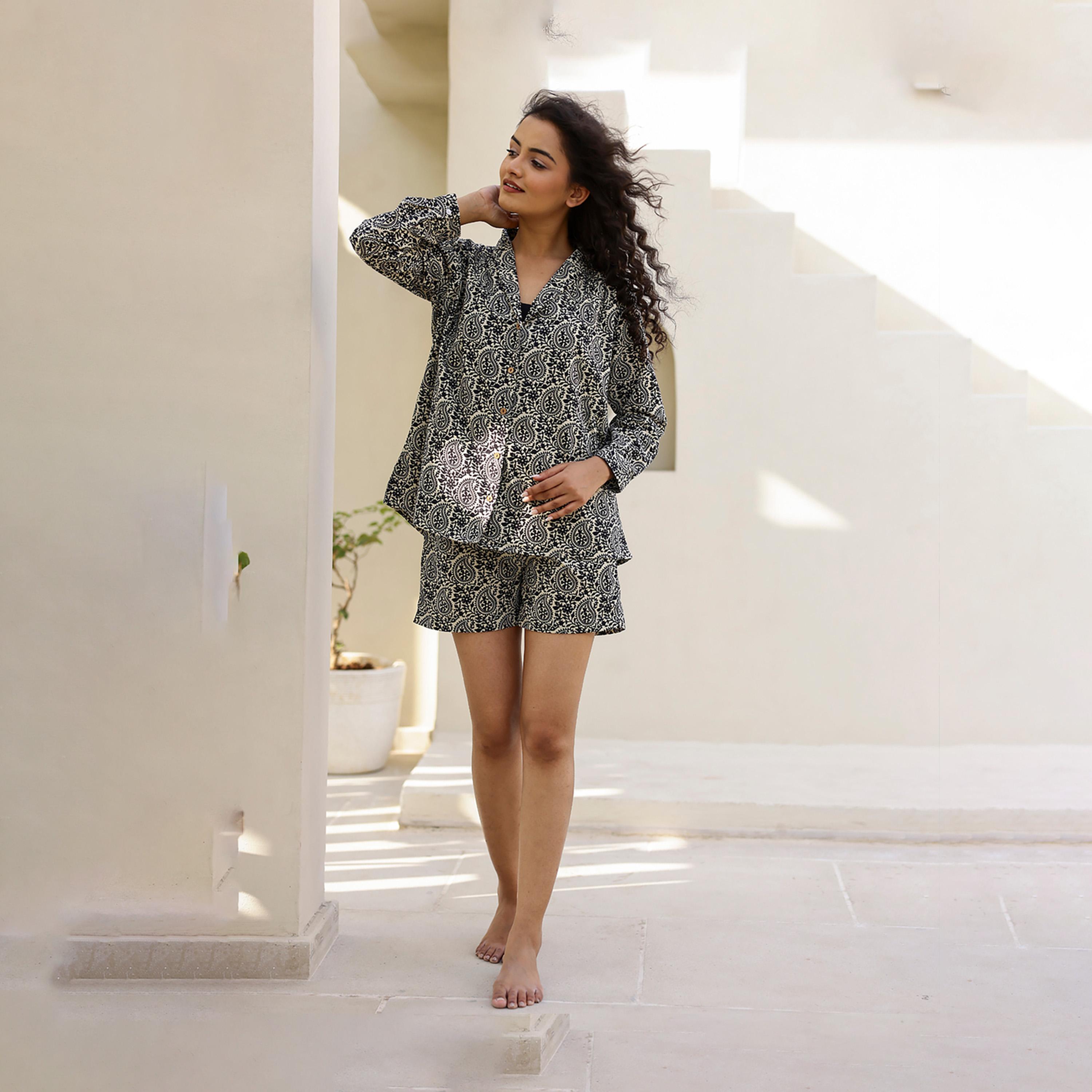 Sanskrutihomes X Styli All-Over Print V-Neck Top With Shorts Co-Ords-women-clothing-coordsets-image-1