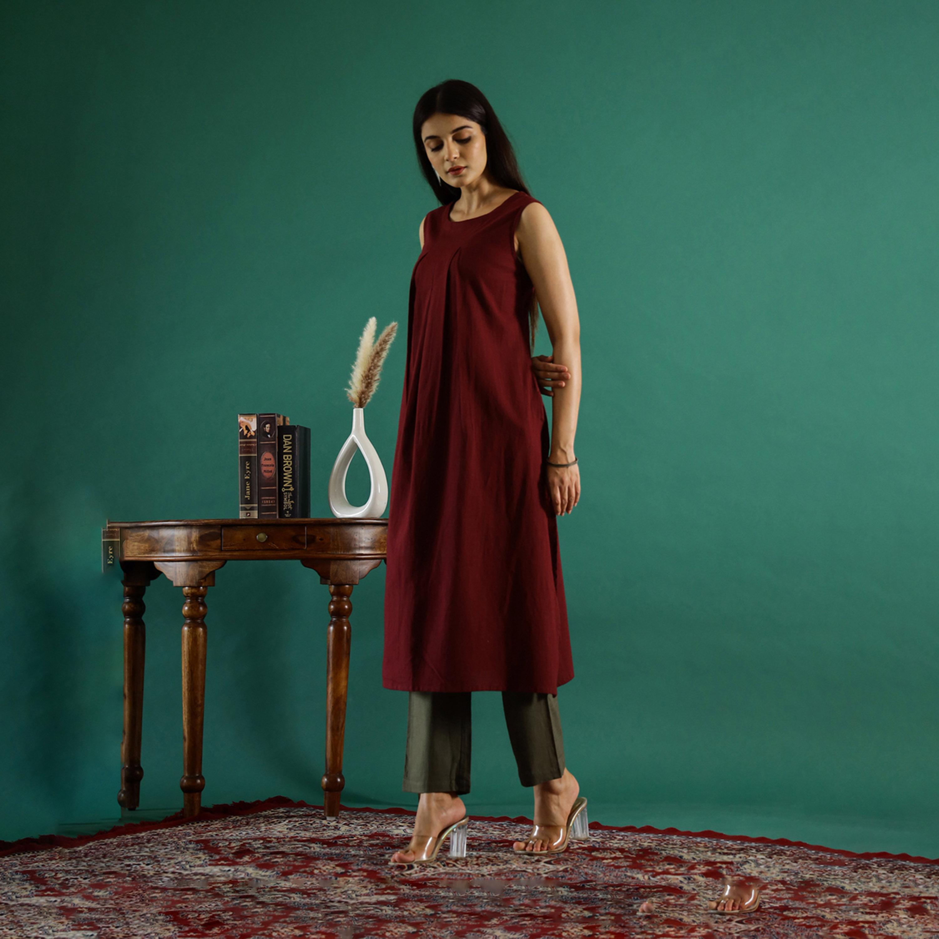 Sanskrutihomes X Styli Round Neck Cotton A-Line Kurta With Trousers Set-women-clothing-coordsets-image-5