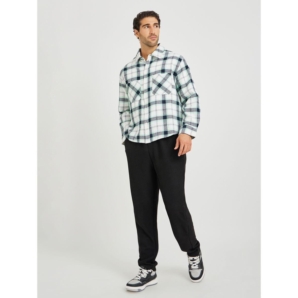 Styli Yarn Dye Checked Long Sleeve Oversized Shirt with Patch Pockets-men-clothing-shirts-image-2