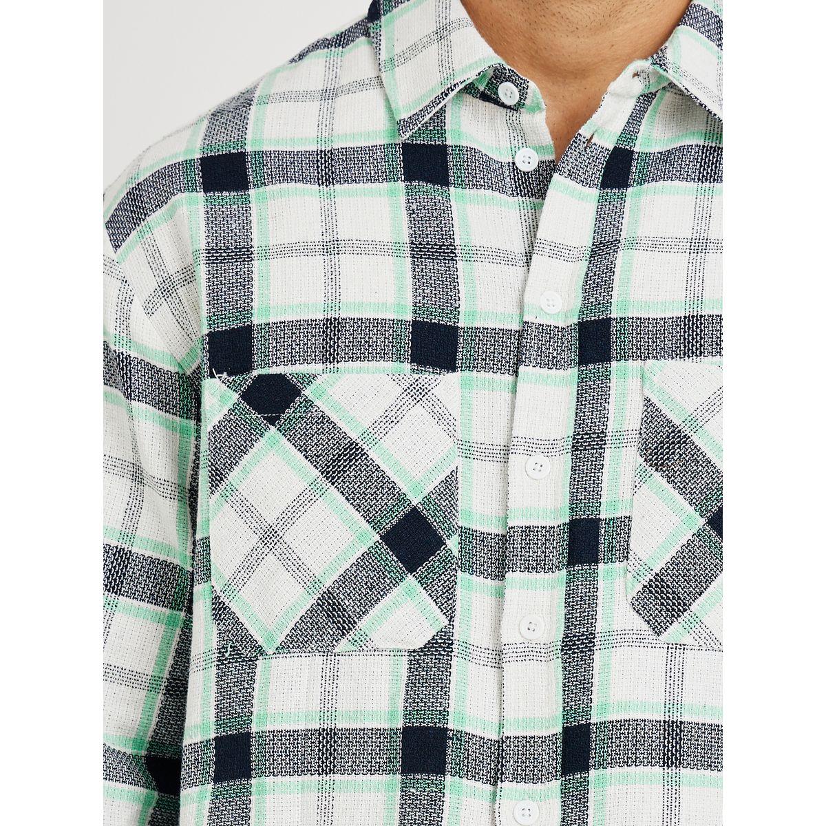 Styli Yarn Dye Checked Long Sleeve Oversized Shirt with Patch Pockets-men-clothing-shirts-image-3