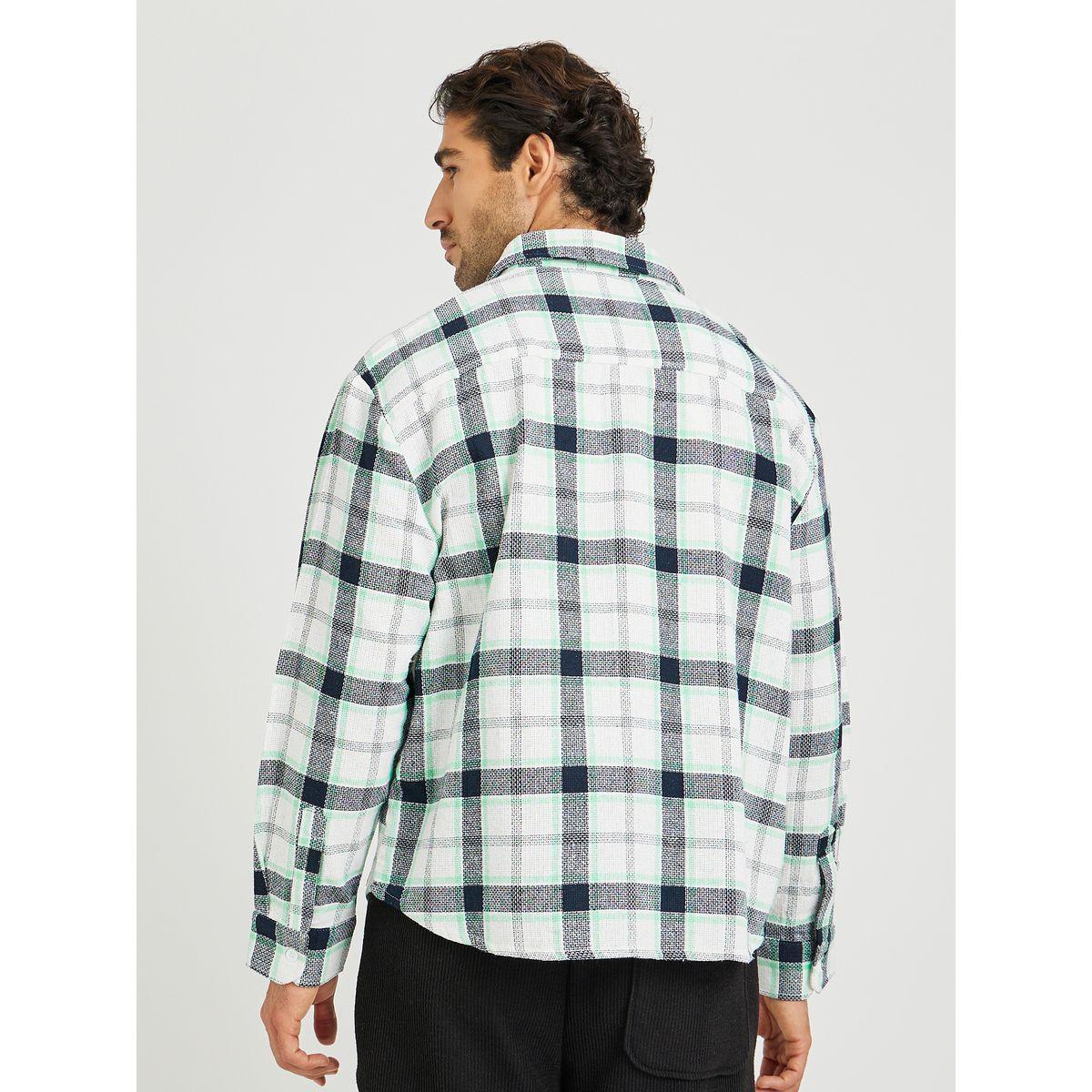 Styli Yarn Dye Checked Long Sleeve Oversized Shirt with Patch Pockets-men-clothing-shirts-image-4
